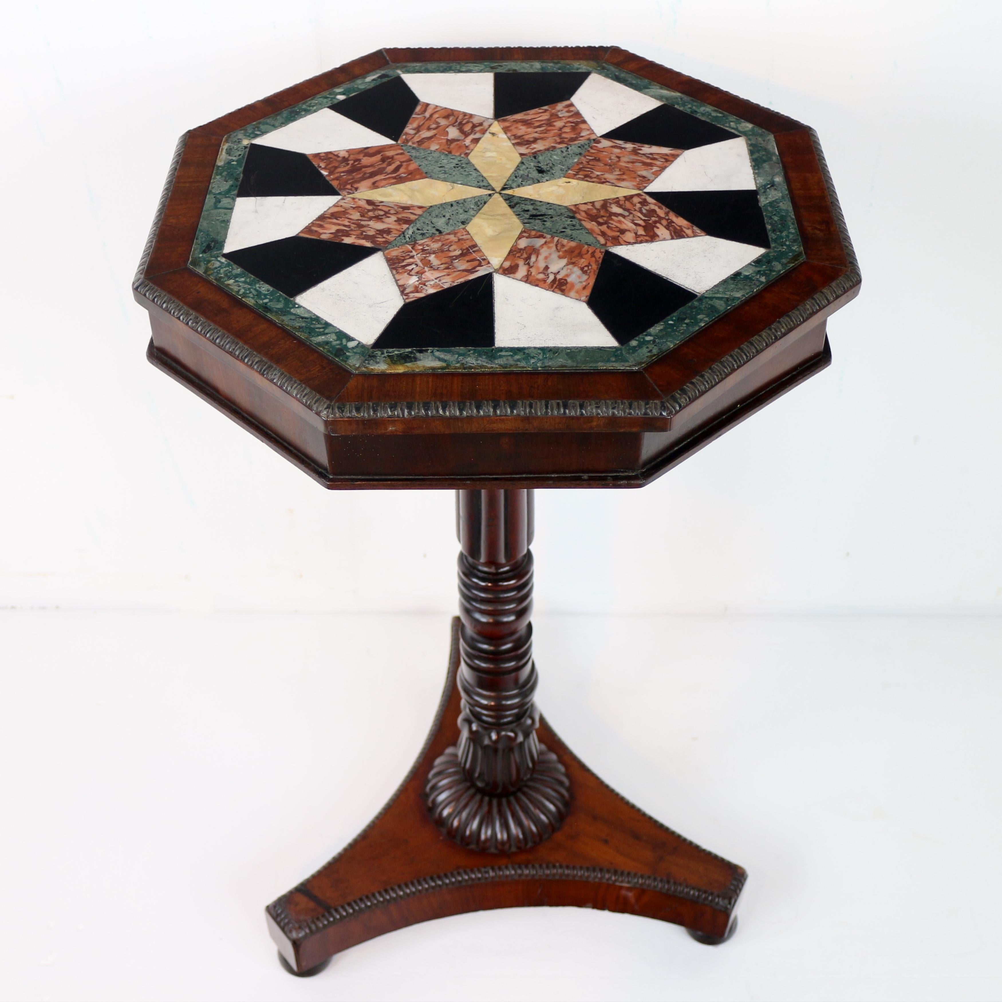 Antique English Regency Marble Specimen & Mahogany Table In Good Condition For Sale In Glasgow, GB
