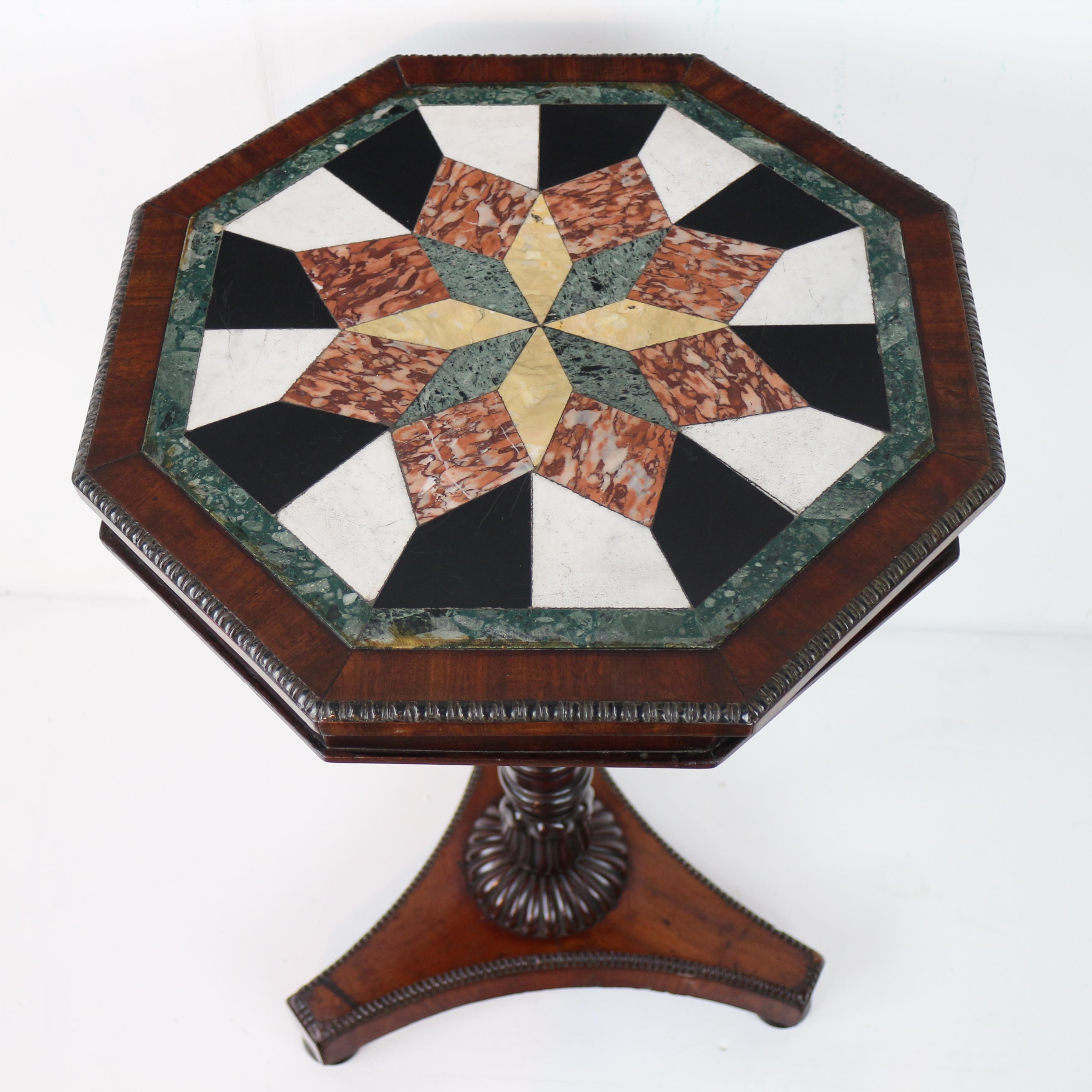 19th Century Antique English Regency Marble Specimen & Mahogany Table For Sale