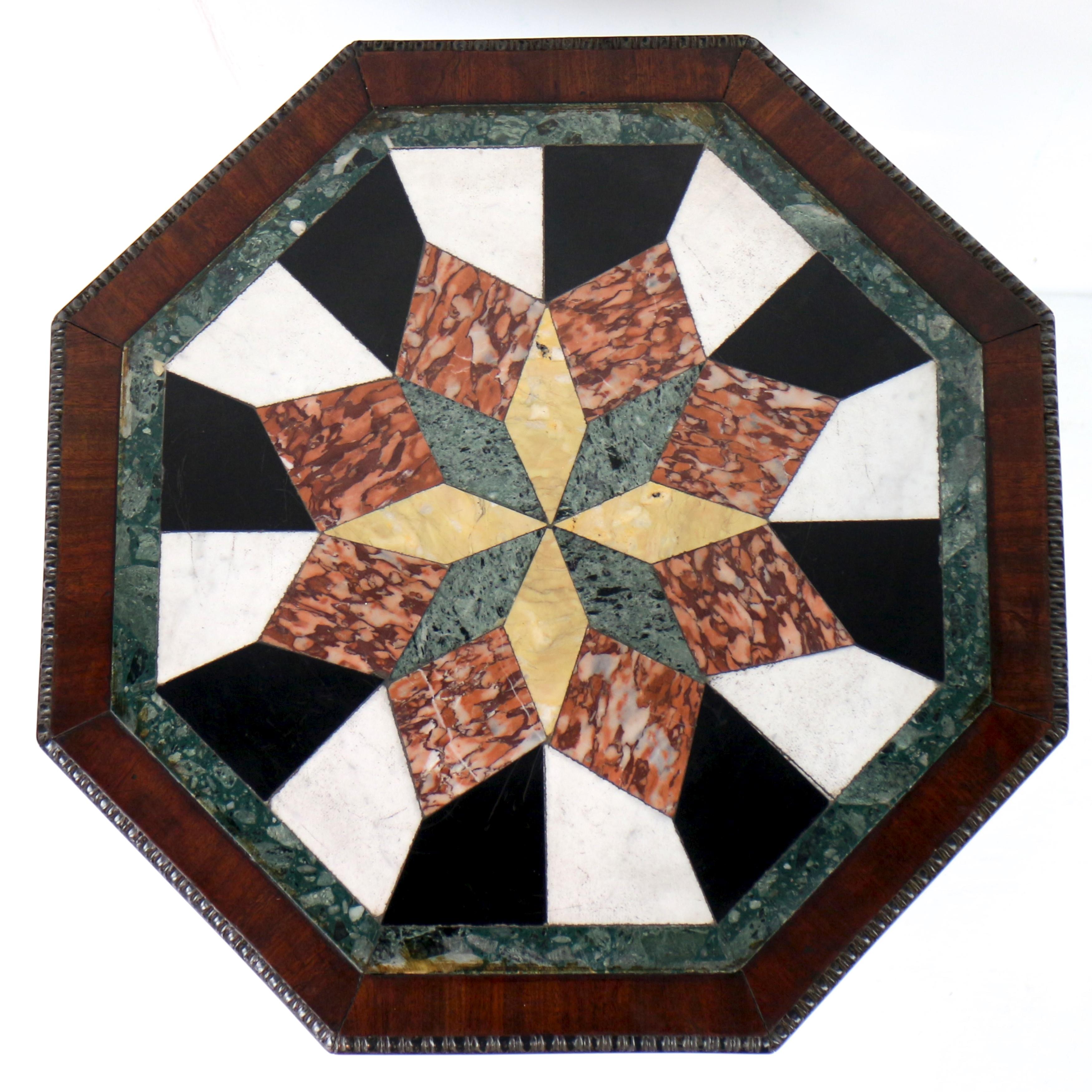 Antique English Regency Marble Specimen & Mahogany Table For Sale 1