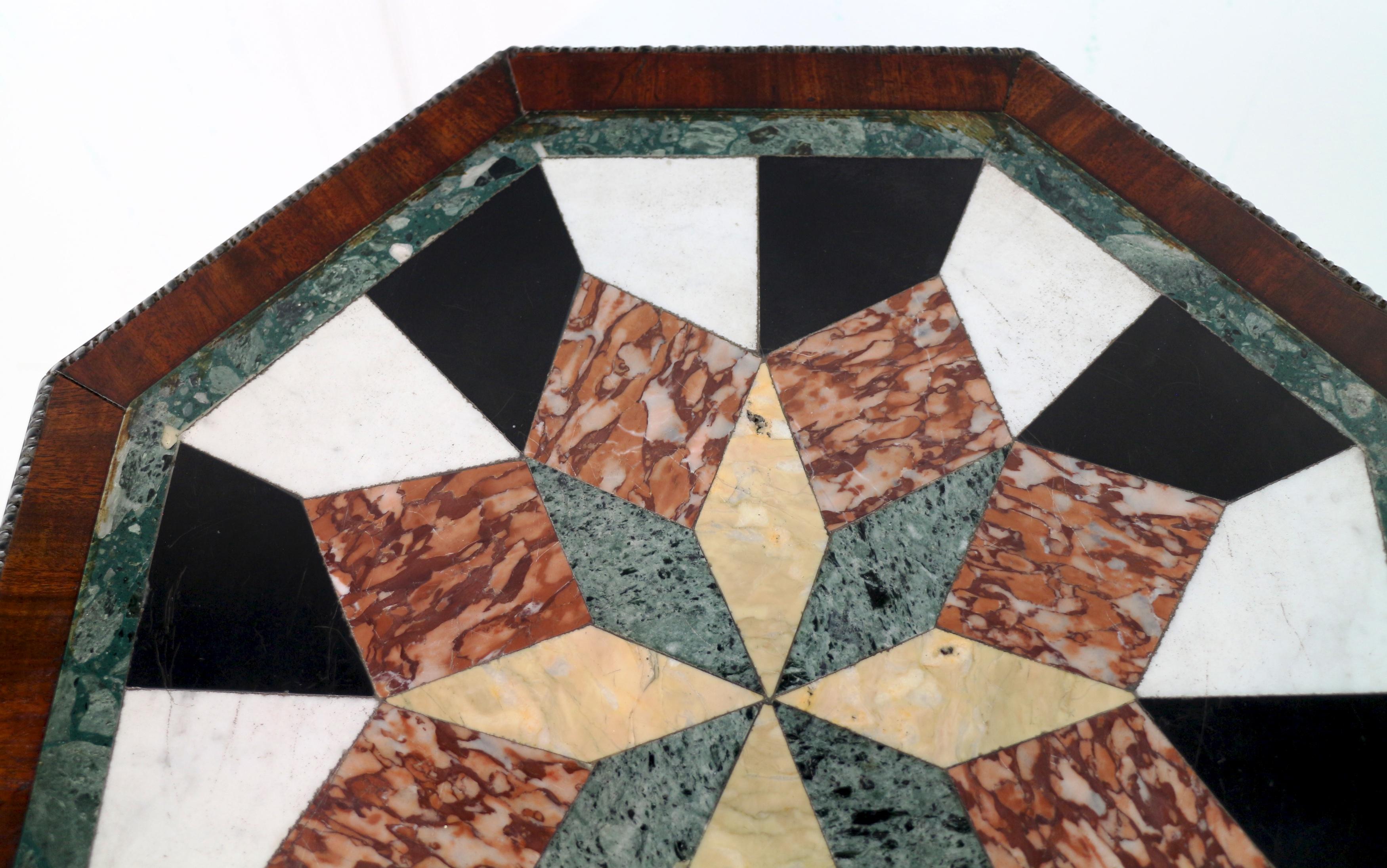 Antique English Regency Marble Specimen & Mahogany Table For Sale 2