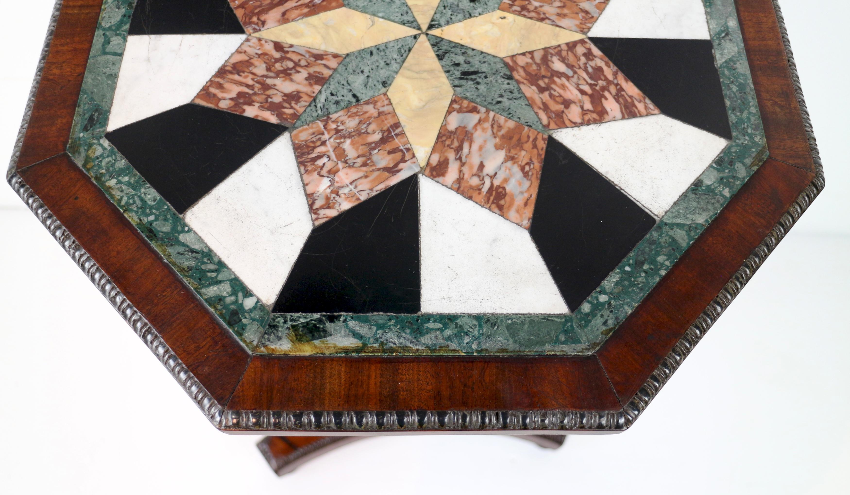 Antique English Regency Marble Specimen & Mahogany Table For Sale 3