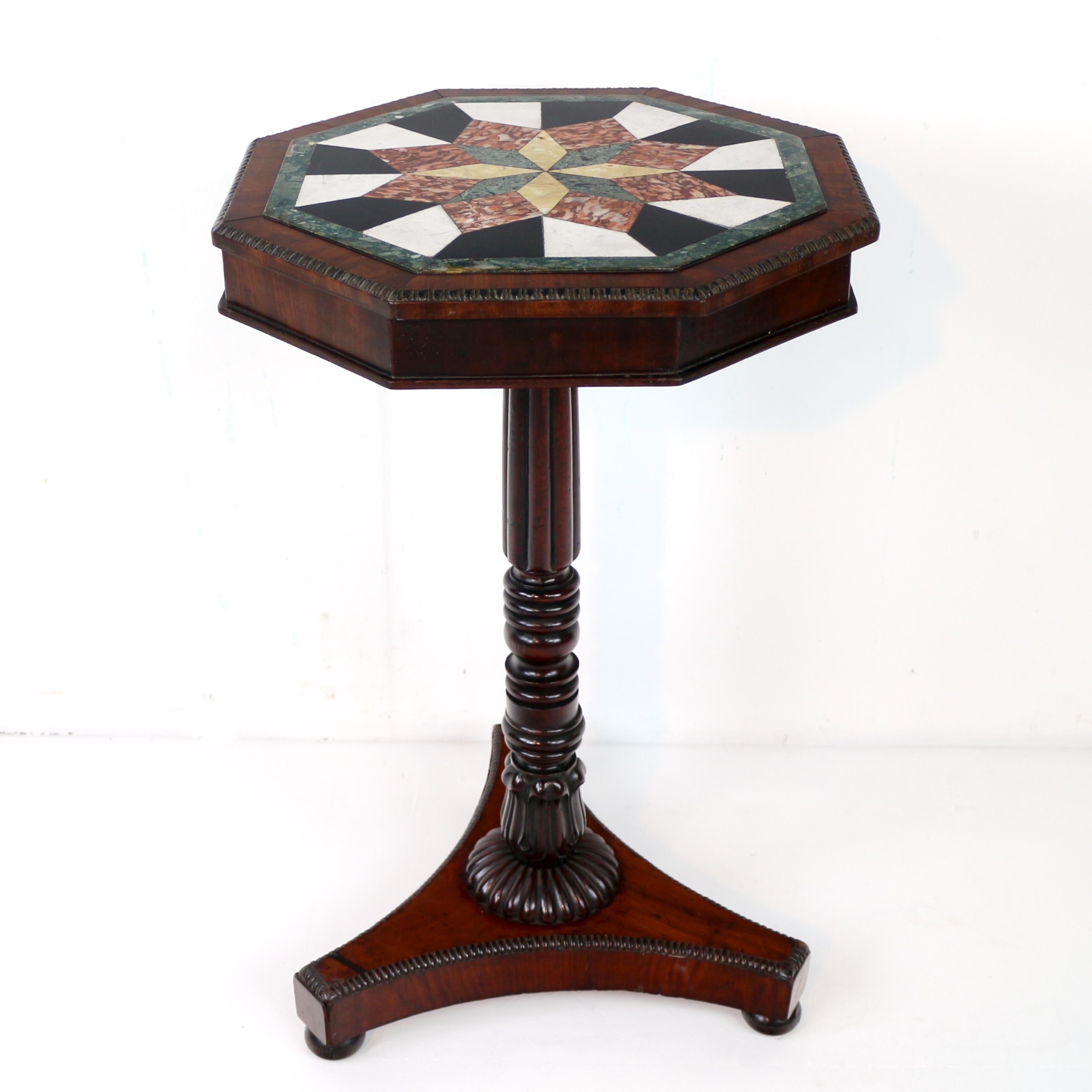 Antique English Regency Marble Specimen & Mahogany Table For Sale 4