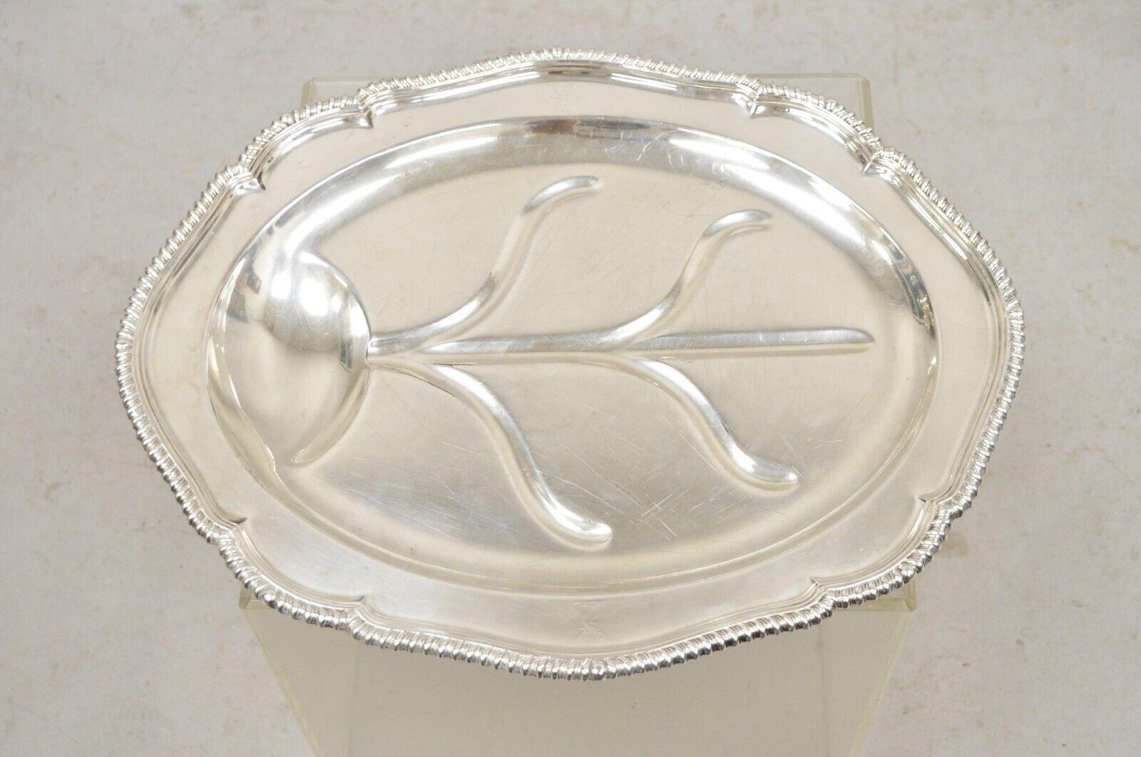 Antique English Regency Oval Silver Plated Meat Cutlery Serving Platter Tray For Sale 8