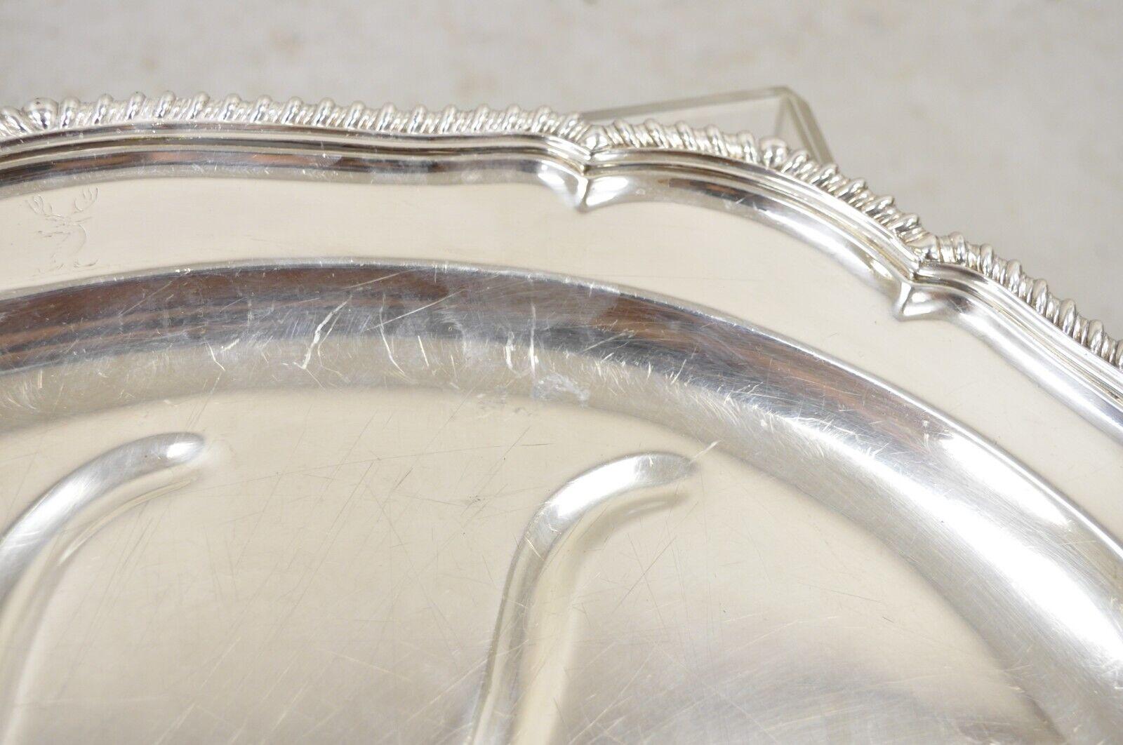 Antique English Regency Oval Silver Plated Meat Cutlery Serving Platter Tray For Sale 4