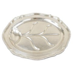 Antikes ovales, versilbertes, ovales, versilbertes englisches Regency-Meat Cutlery-Serviertablett-Tablett-Tablett
