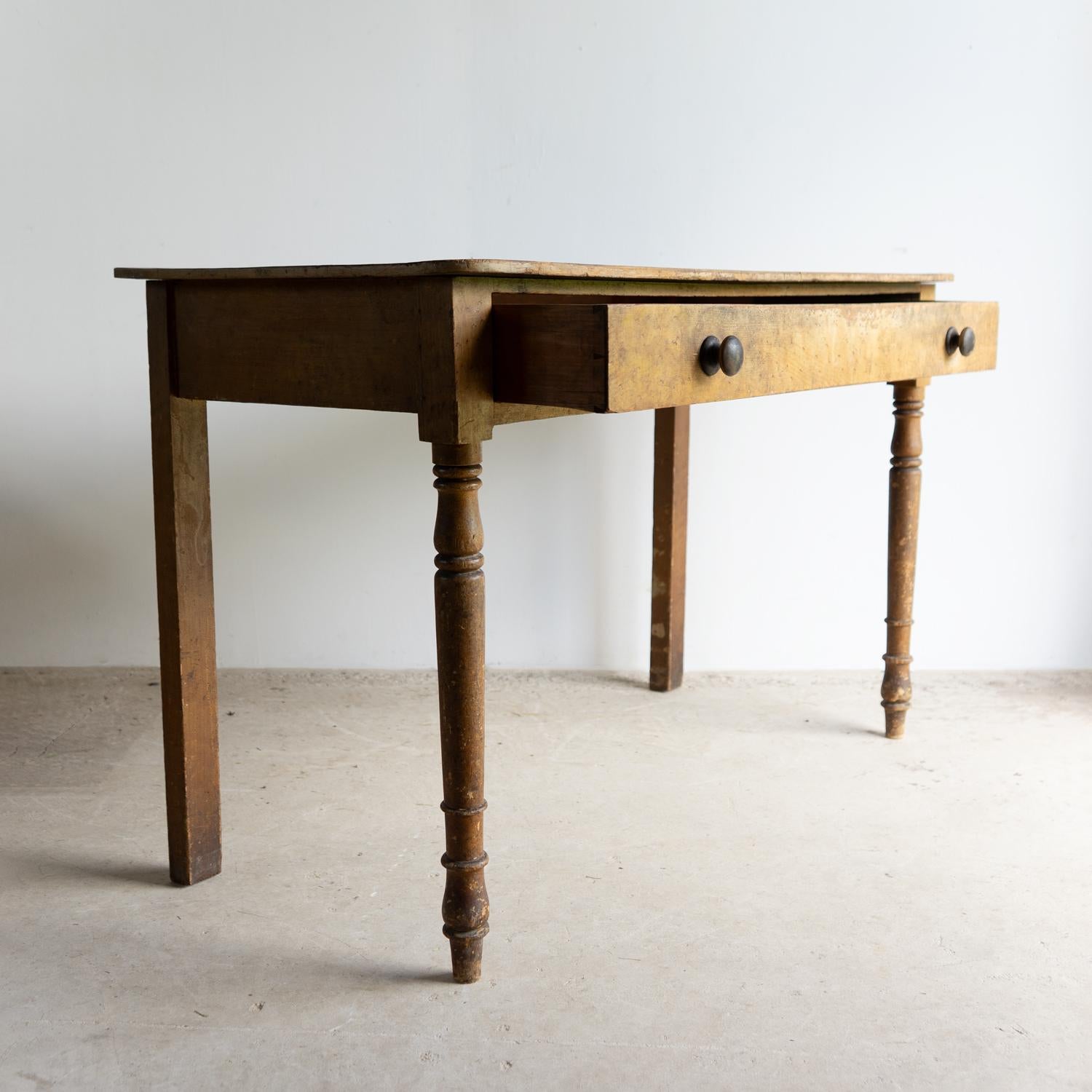 Antique English Regency Painted Pine Side Table, Original Paint, Early 19th C. 4