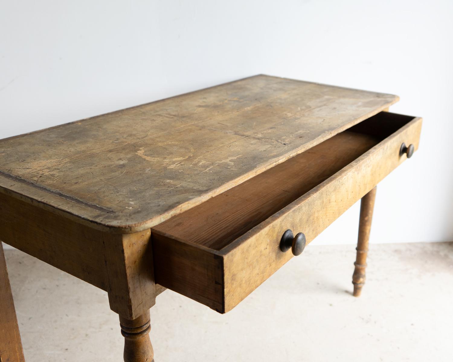 Antique English Regency Painted Pine Side Table, Original Paint, Early 19th C. 5