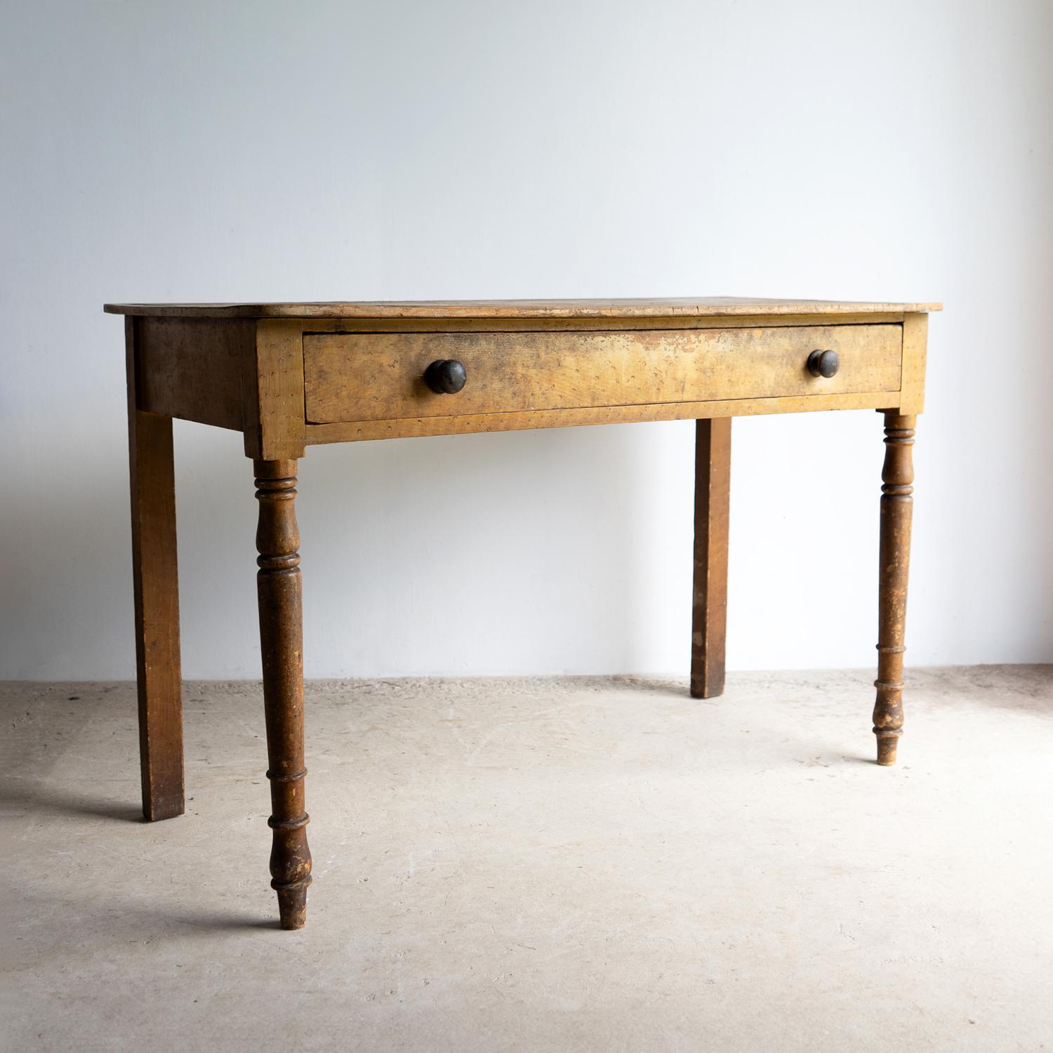 Antique English Regency Painted Pine Side Table, Original Paint, Early 19th C. 7