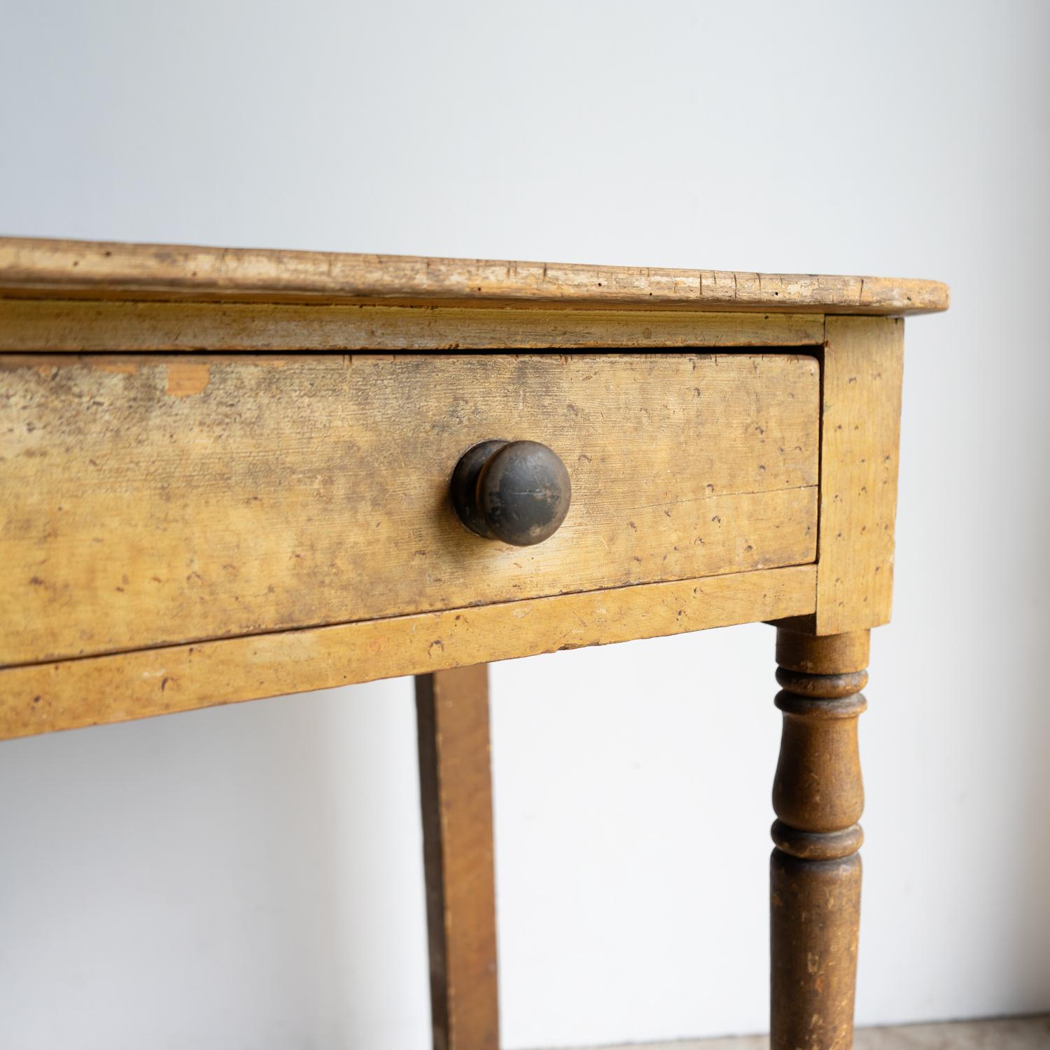 British Antique English Regency Painted Pine Side Table, Original Paint, Early 19th C.