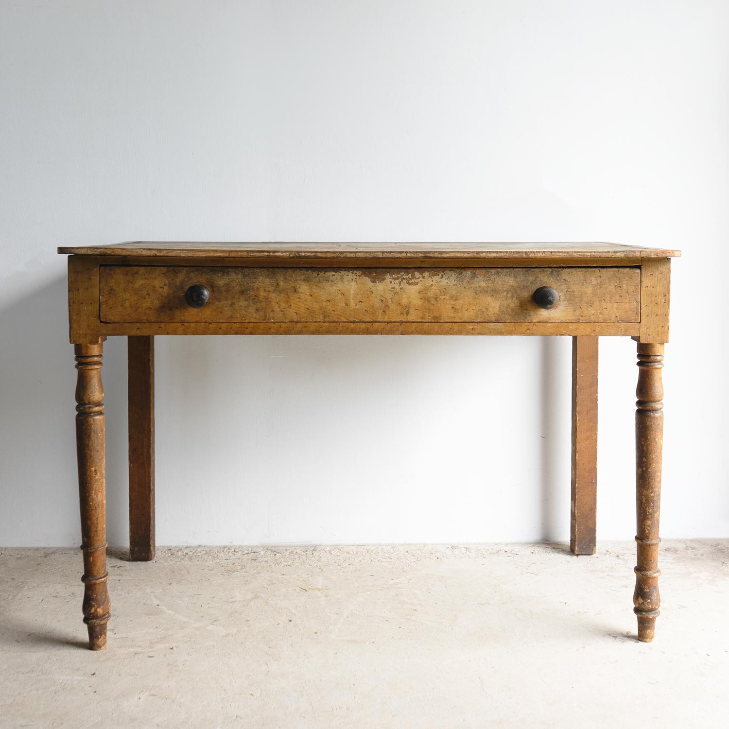 Hand-Crafted Antique English Regency Painted Pine Side Table, Original Paint, Early 19th C.