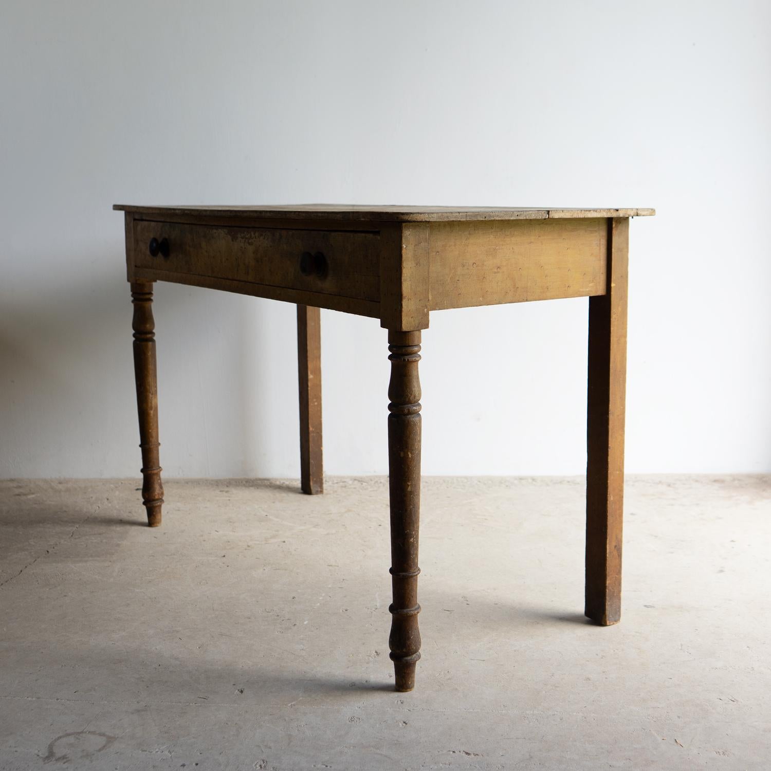 19th Century Antique English Regency Painted Pine Side Table, Original Paint, Early 19th C.