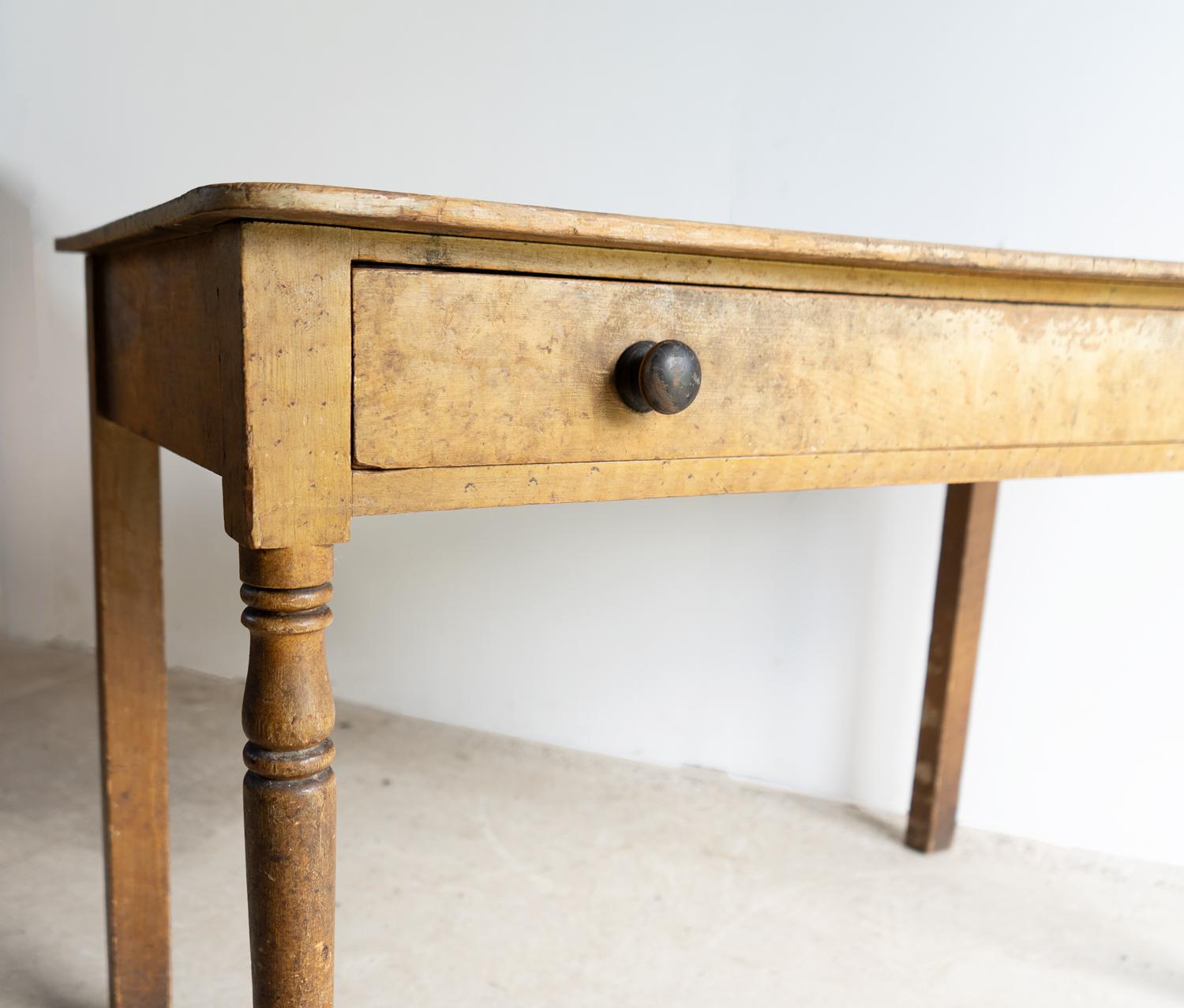 Antique English Regency Painted Pine Side Table, Original Paint, Early 19th C. 3