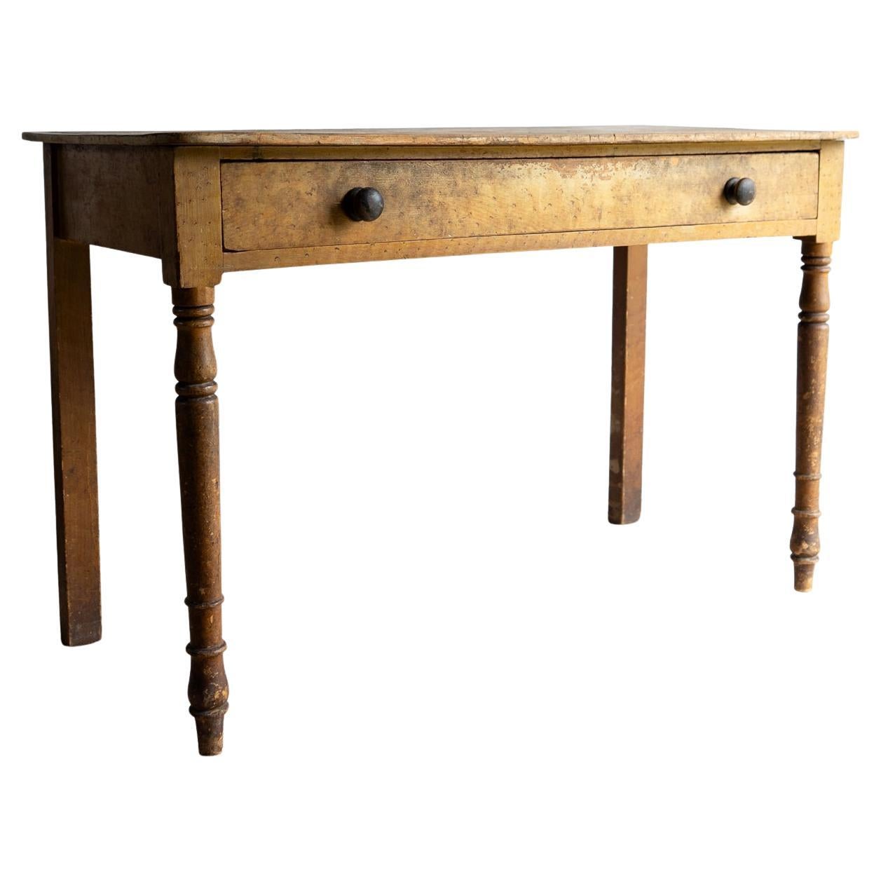 Antique English Regency Painted Pine Side Table, Original Paint, Early 19th C.