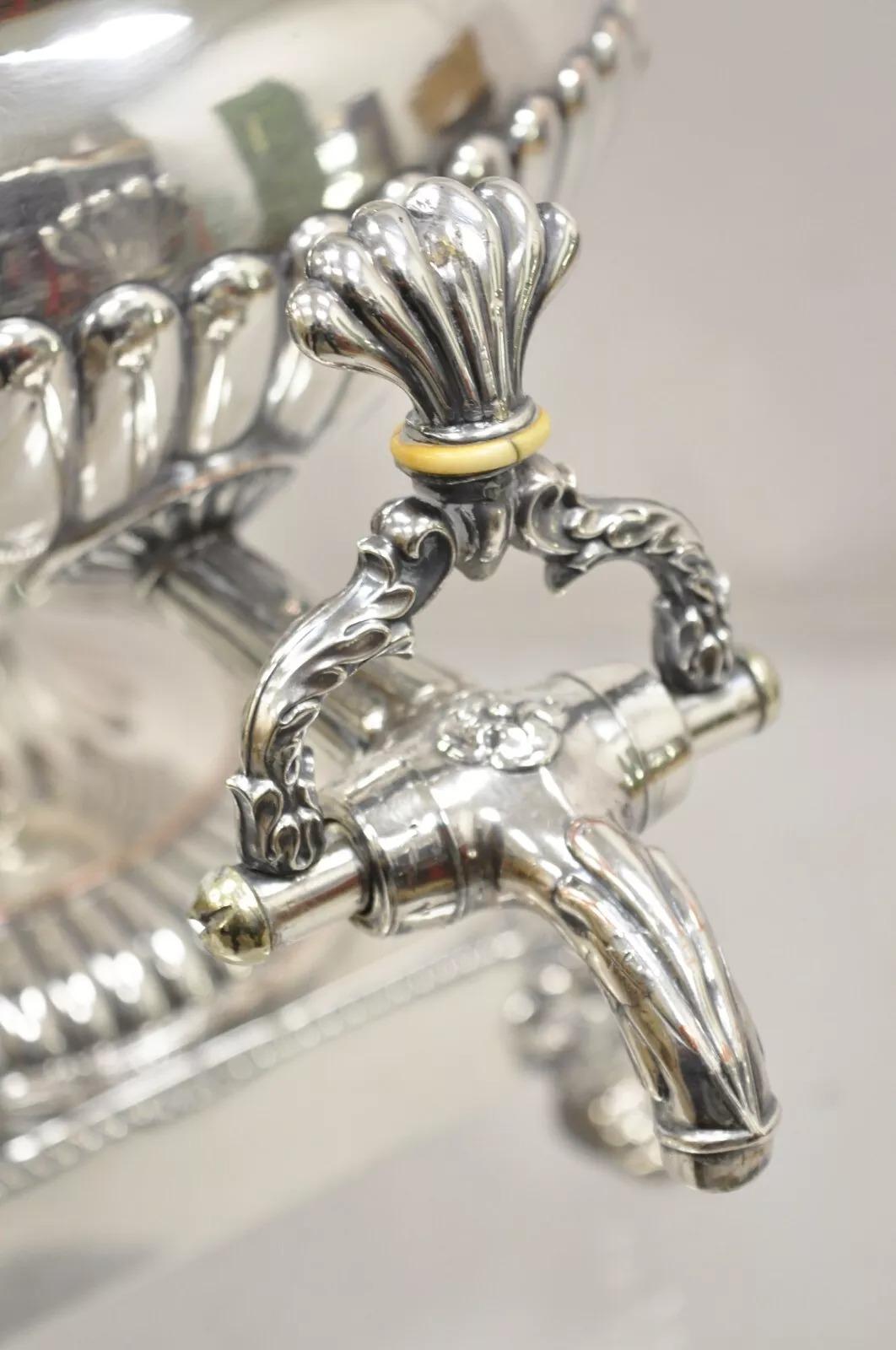 Antique English Regency Paw Foot Silver Plated Tea Urn Drinks Dispenser Samovar For Sale 2