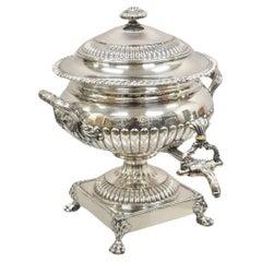 Antique English Regency Paw Foot Silver Plated Tea Urn Drinks Dispenser Samovar