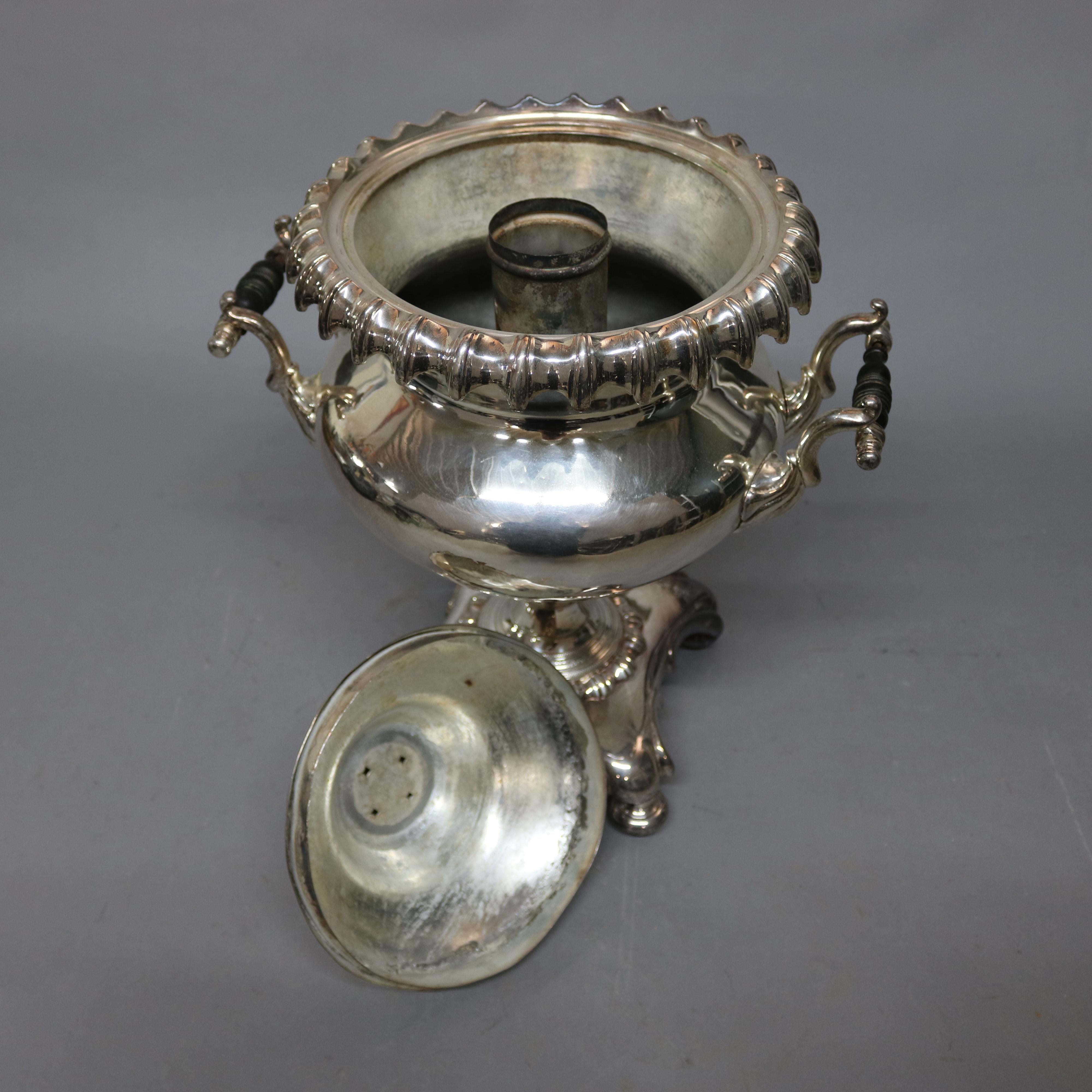 Antique English Regency Pedestal Silver Plate Samovar, Tea Urn, circa 1890 1