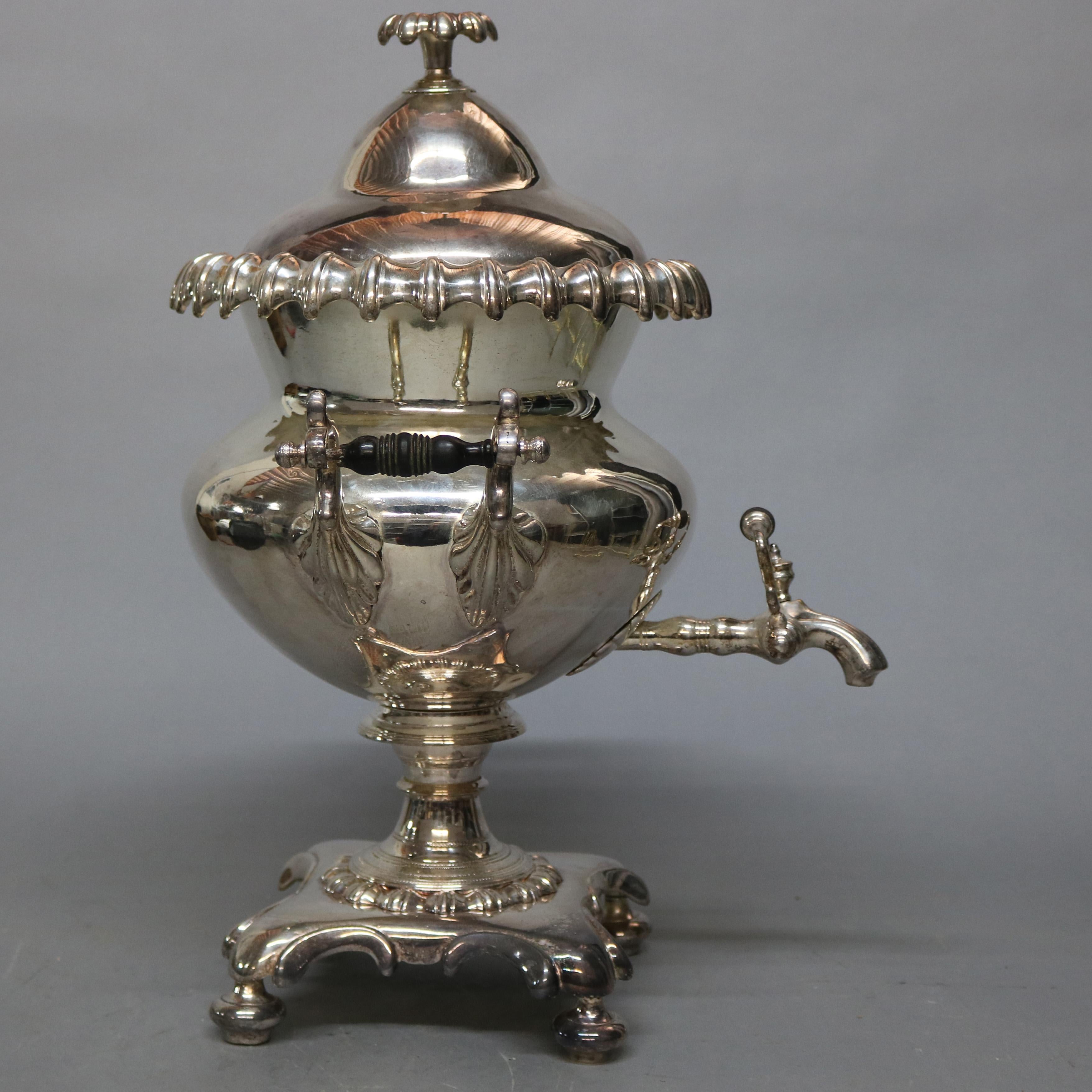 Antique English Regency Pedestal Silver Plate Samovar, Tea Urn, circa 1890 2