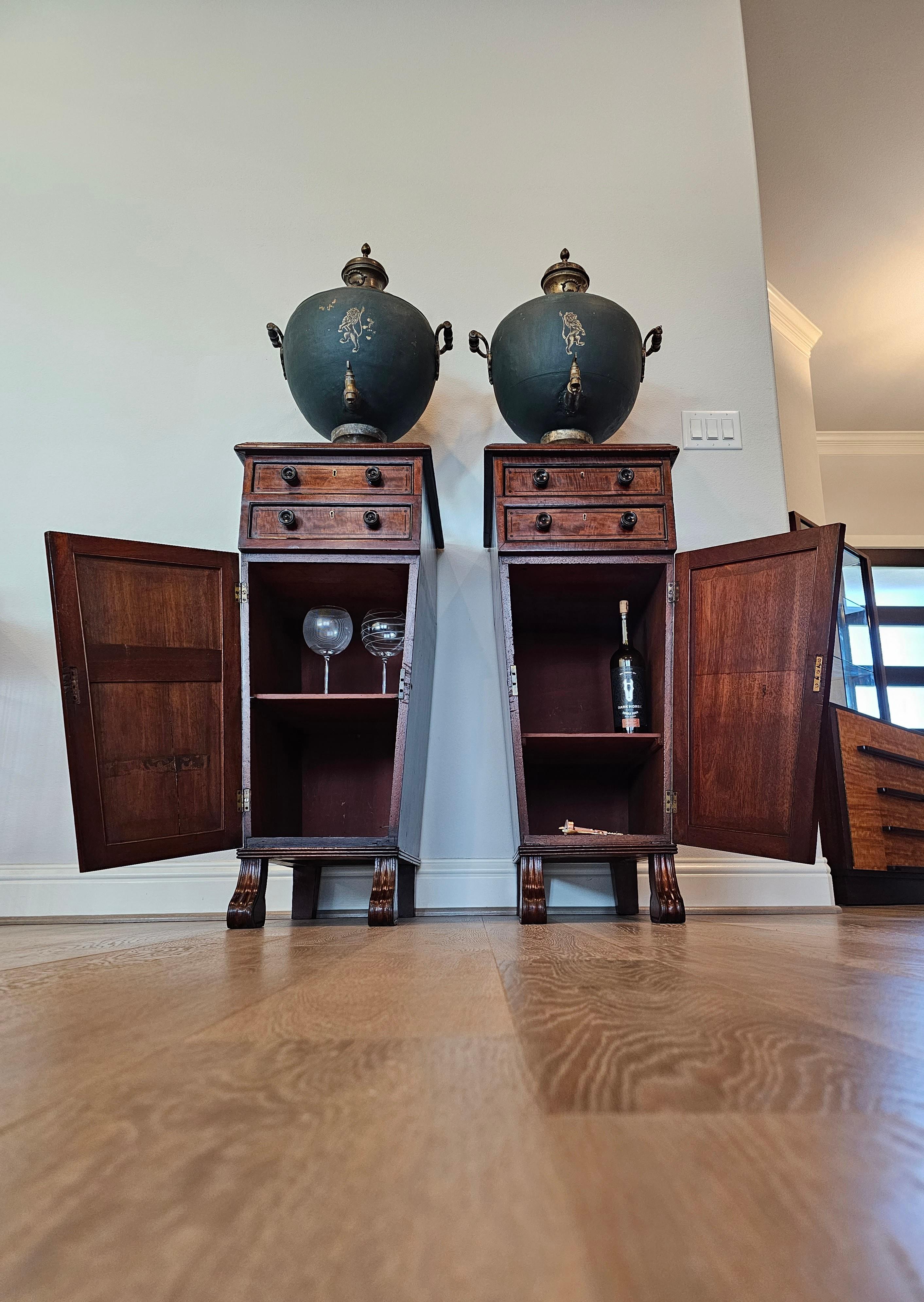 Antique English Regency Period Mahogany Cellarette Wine Cabinet & Large Samovar 4