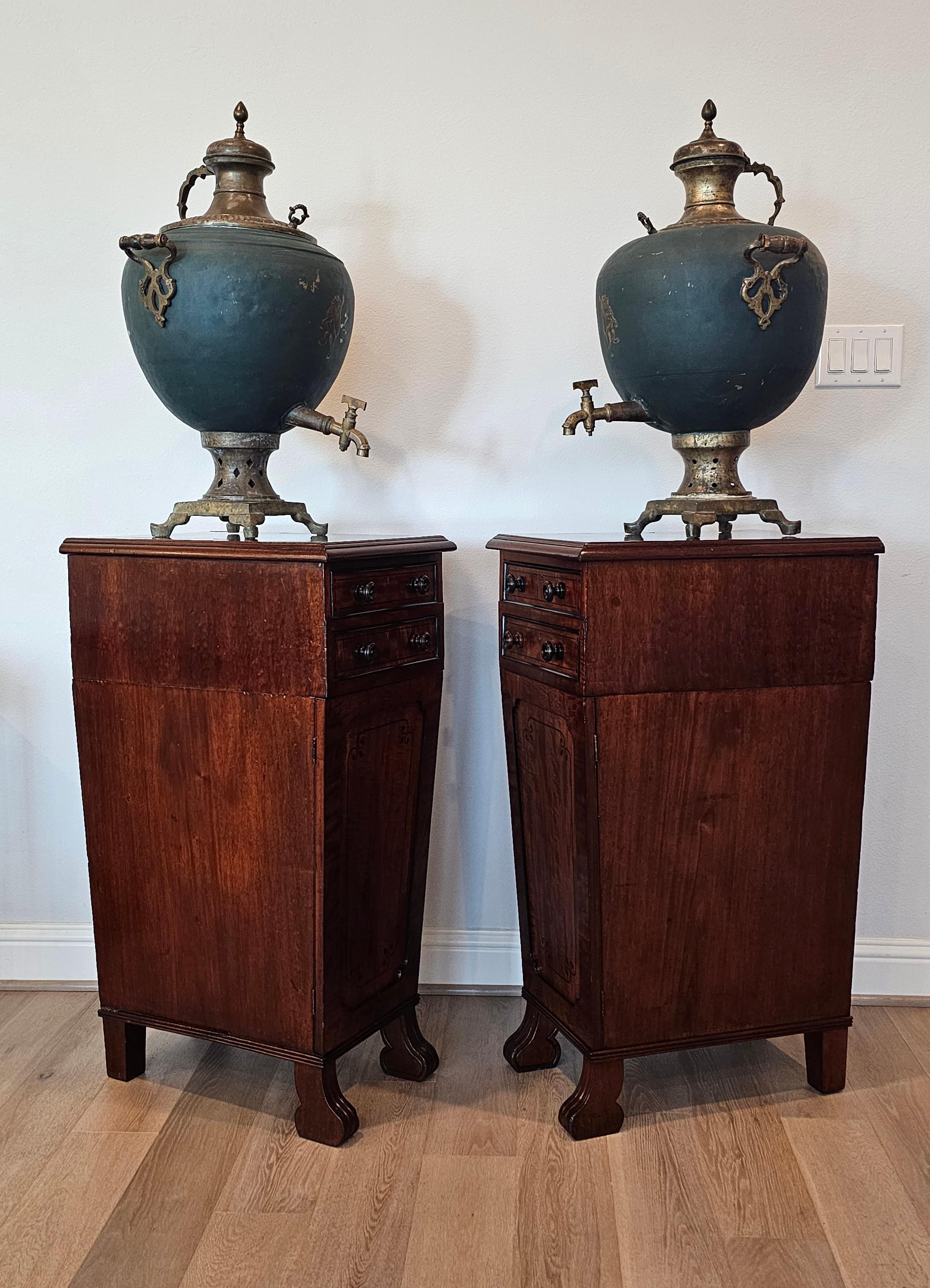 Antique English Regency Period Mahogany Cellarette Wine Cabinet & Large Samovar  7