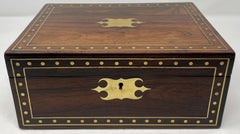 Antique English Regency Period Rosewood Inlaid Box, Circa 1820.