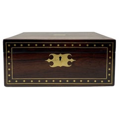Antique English Regency Period Rosewood Inlaid Box, Circa 1820.
