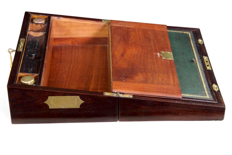 Antique English Regency Period Rosewood Lap Desk Writing Slope Box