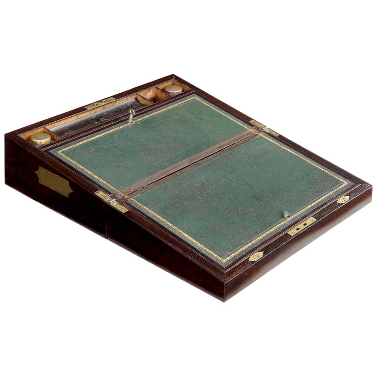 Antique English Regency Period Rosewood Lap Desk Writing Slope Box