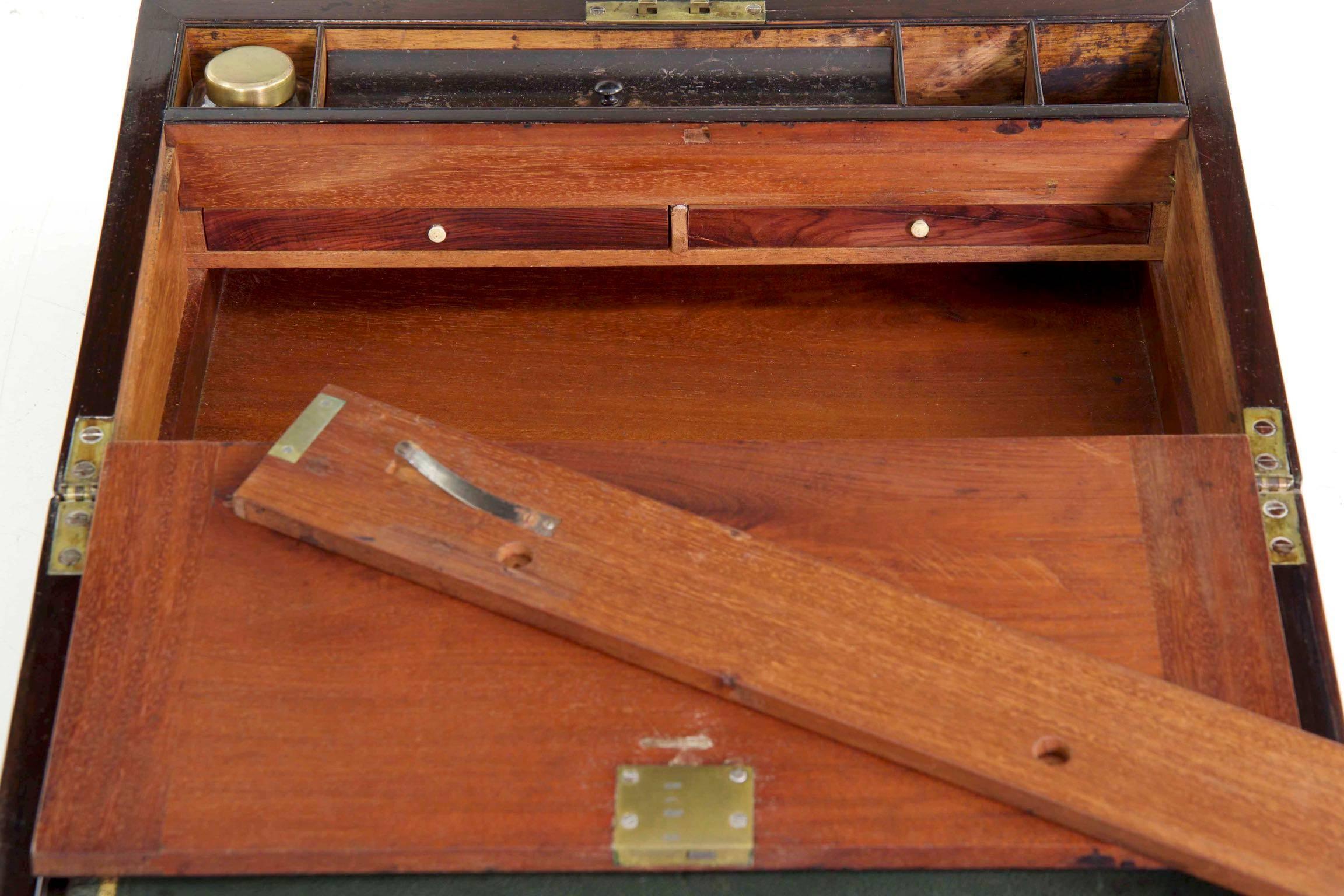 Antique English Regency Period Rosewood Lap Desk Writing Slope Box, circa 1830 2