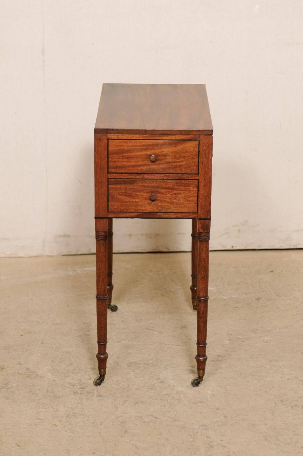 20th Century Antique English Regency Raise Side Chest/End Table W/Storage Within