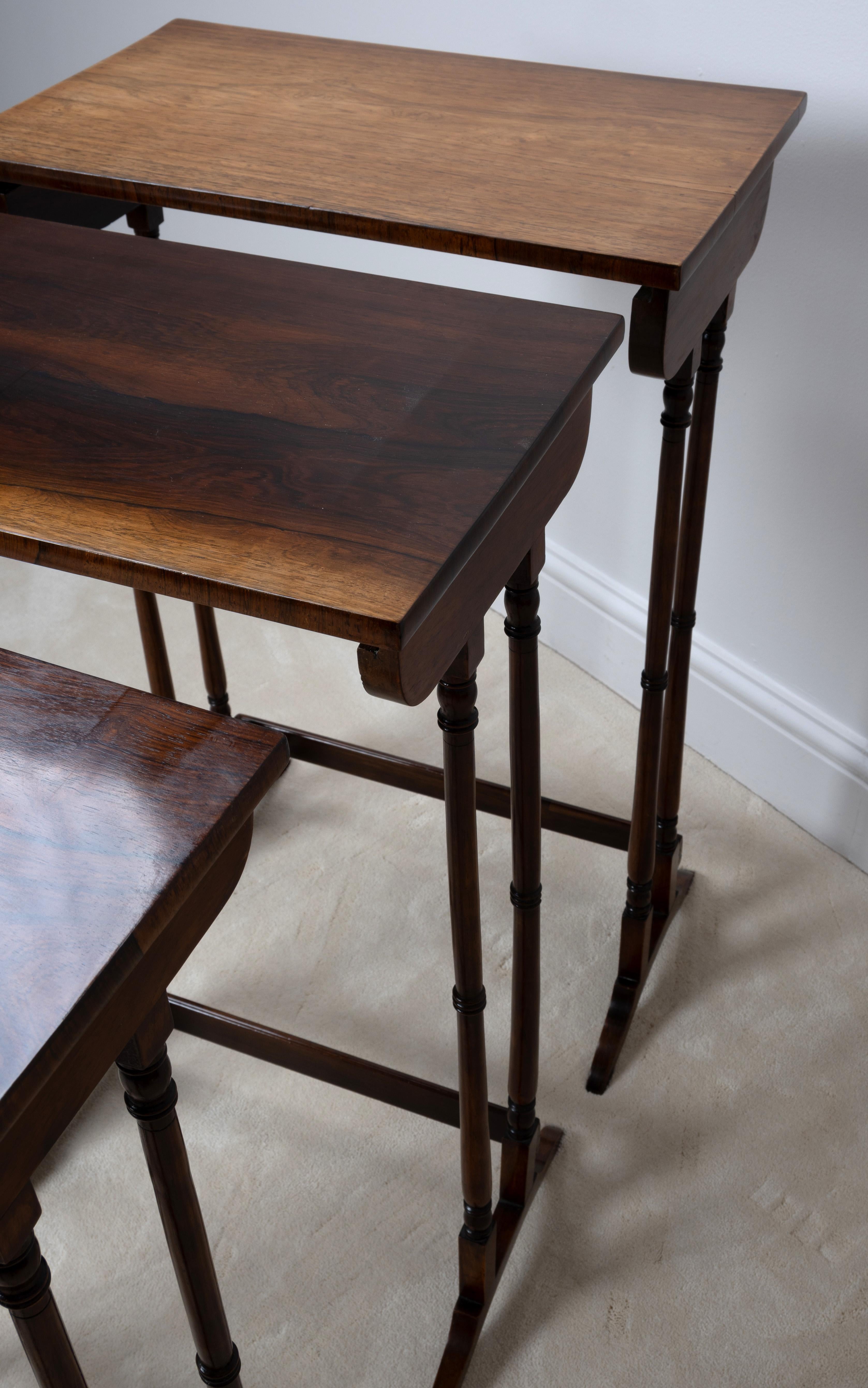 Antique English Regency Revival Rosewood Quartetto Of Nesting Table C.1820 For Sale 6
