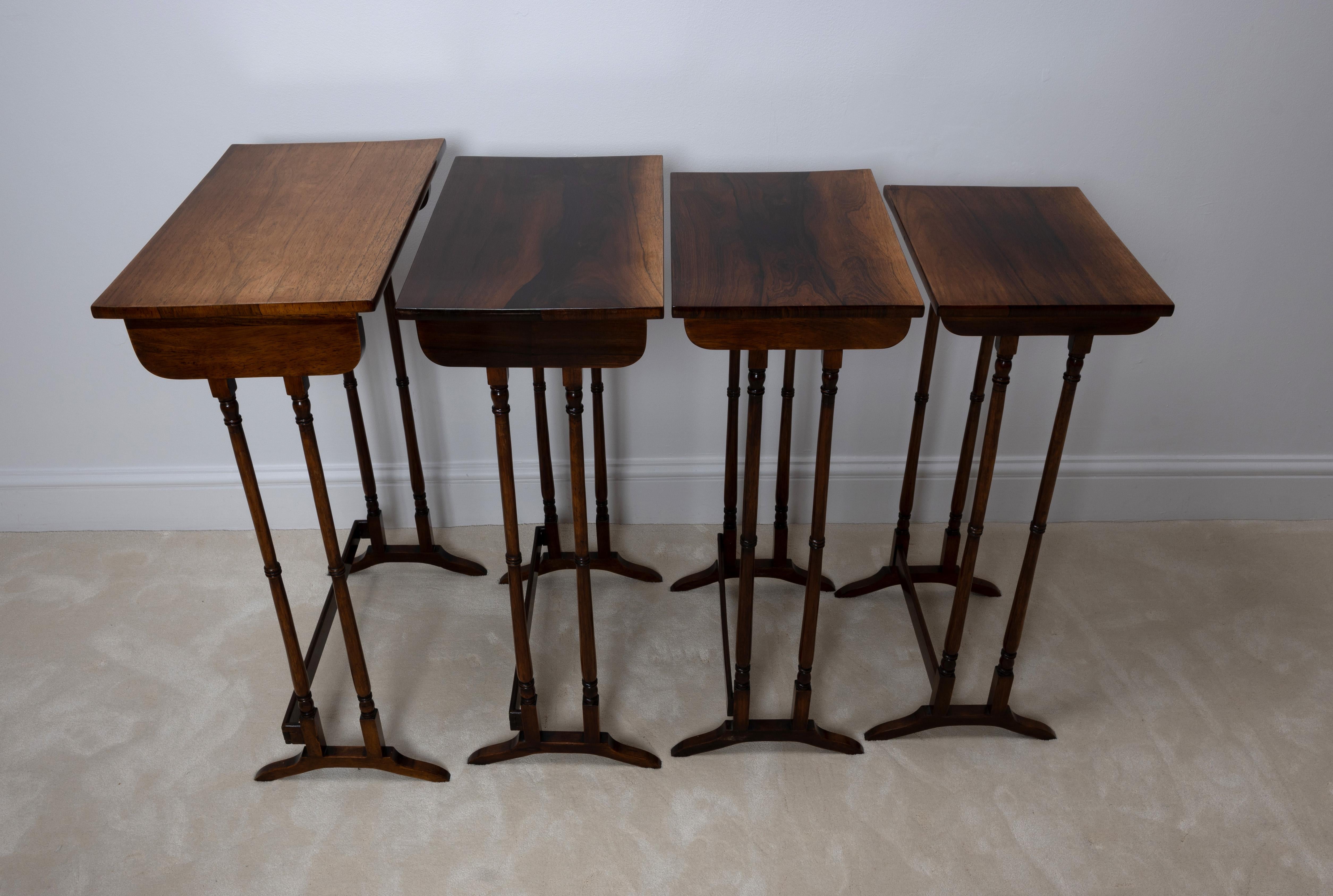 Antique English Regency Revival Rosewood Quartetto Of Nesting Table C.1820 For Sale 8