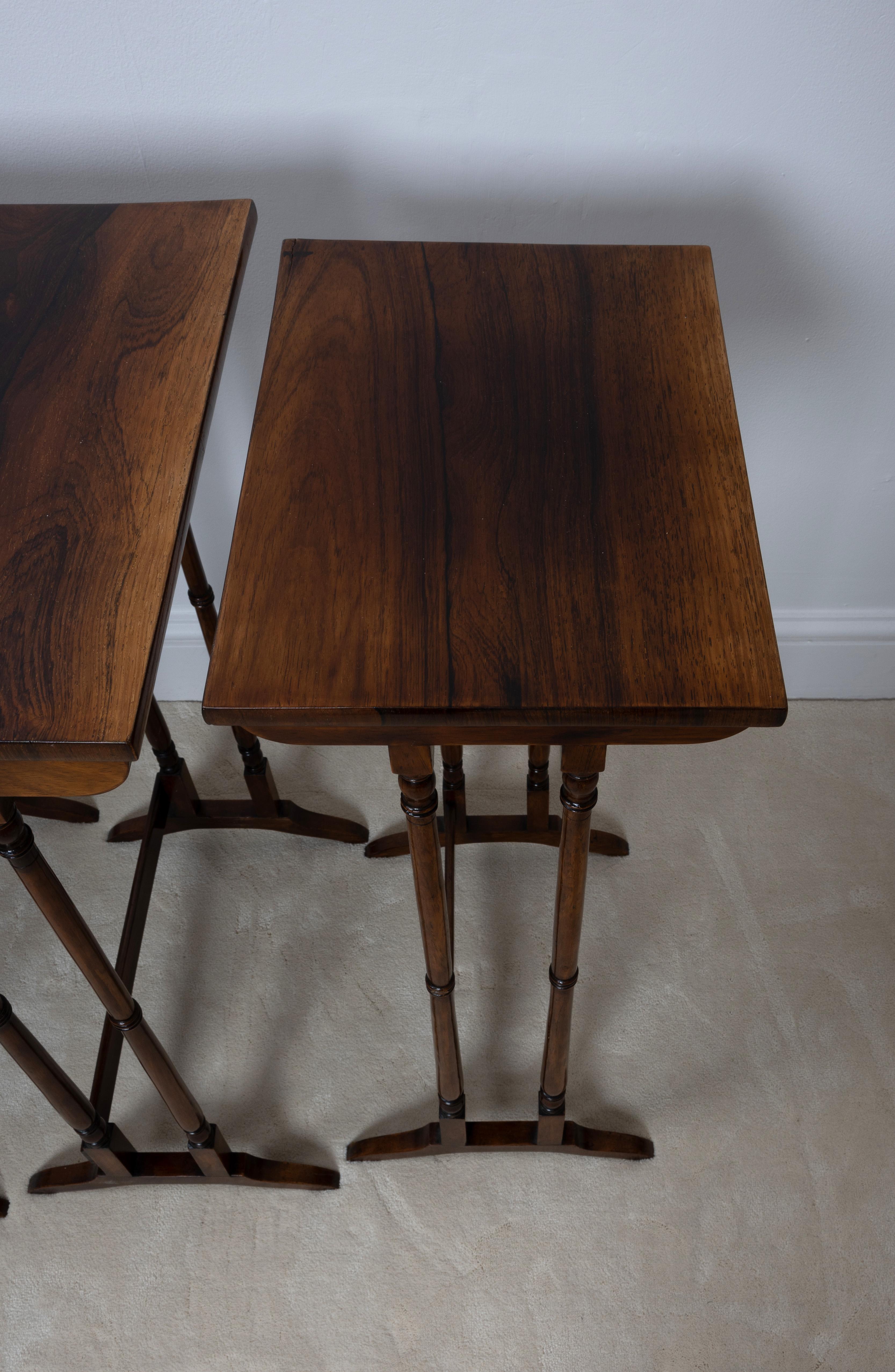 Antique English Regency Revival Rosewood Quartetto Of Nesting Table C.1820 For Sale 9