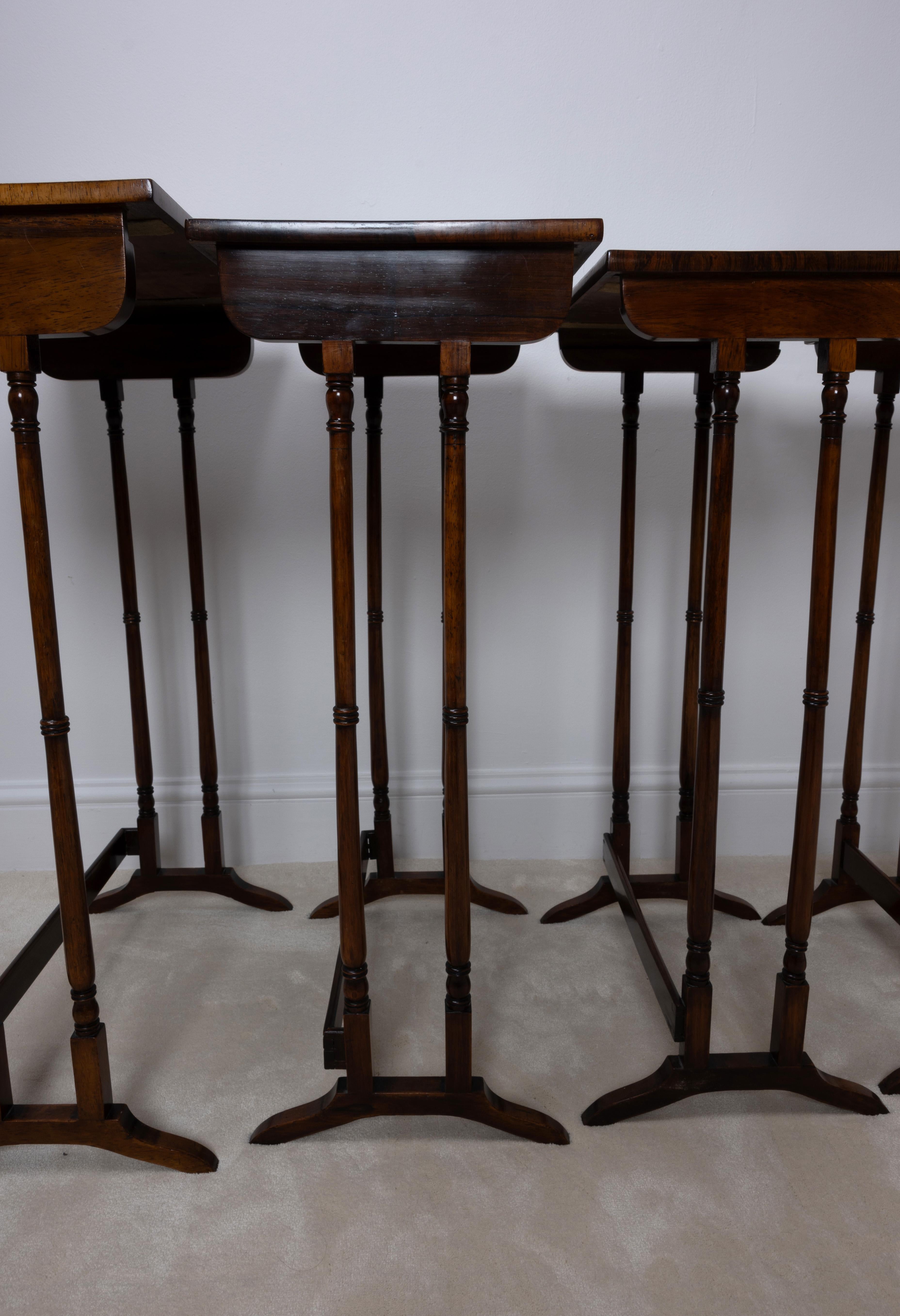 Antique English Regency Revival Rosewood Quartetto Of Nesting Table C.1820 For Sale 10