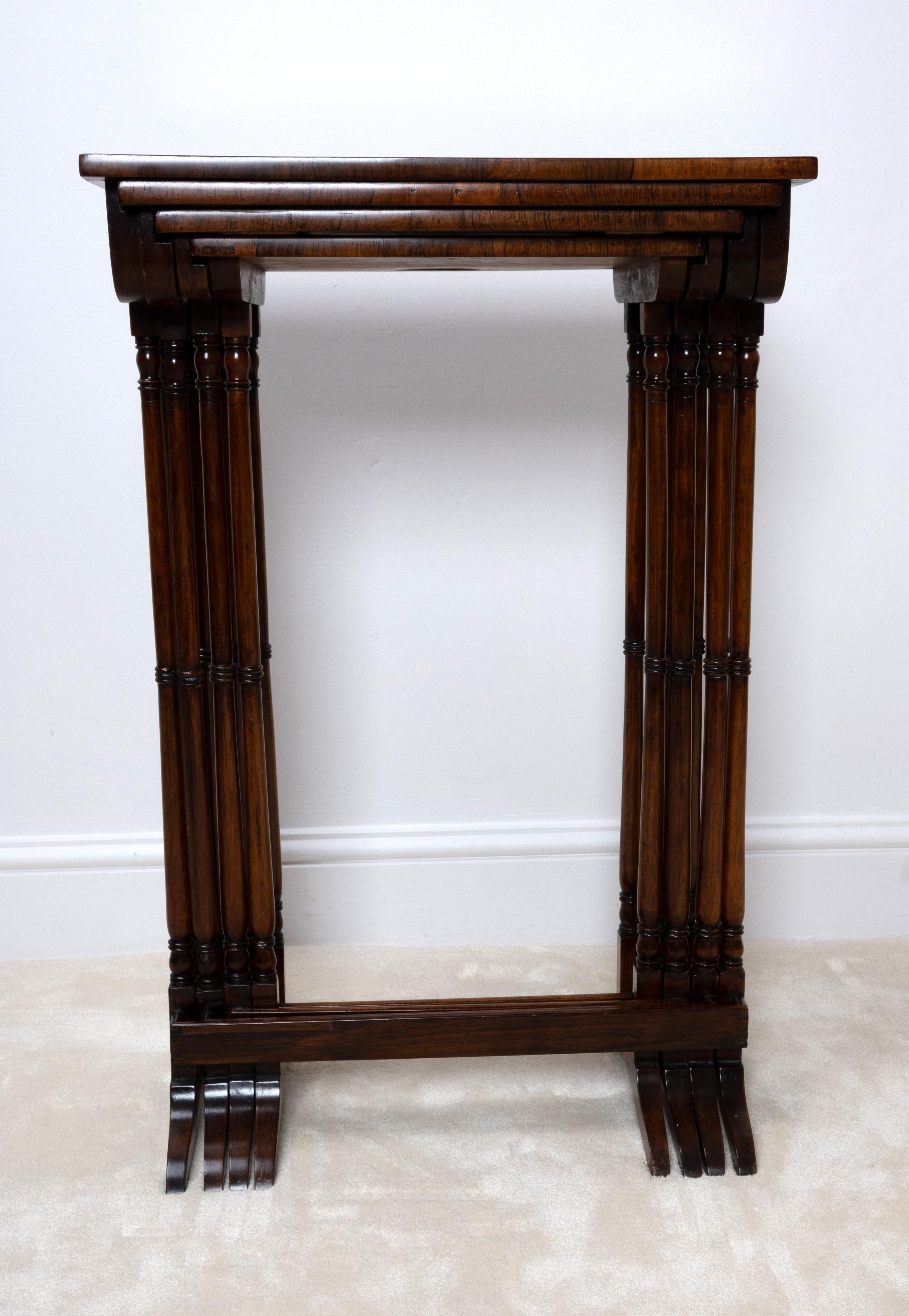 Antique English Regency Revival Rosewood Quartetto Of Nesting Table C.1820 For Sale 11