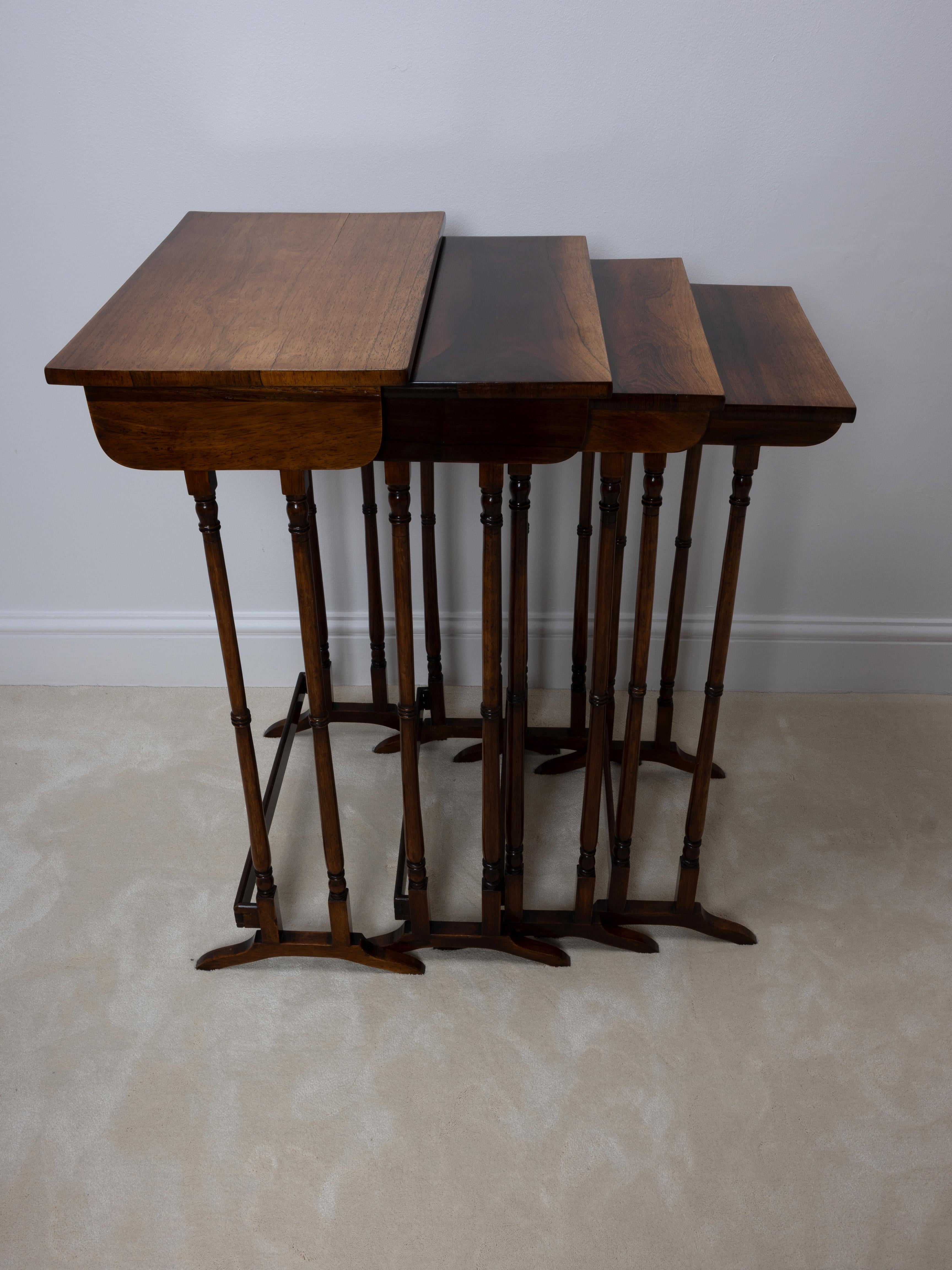 19th Century Antique English Regency Revival Rosewood Quartetto Of Nesting Table C.1820 For Sale