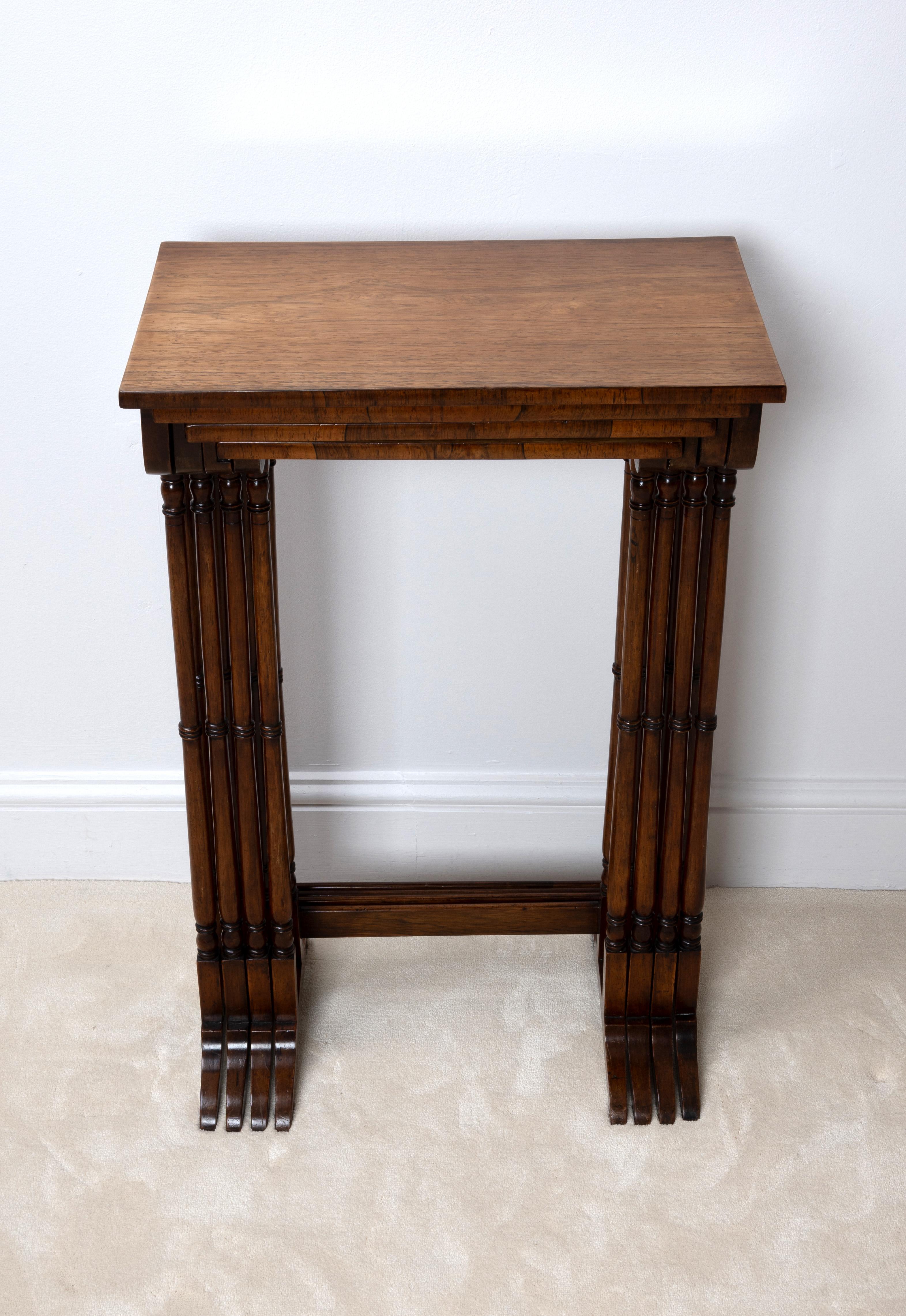 Antique English Regency Revival Rosewood Quartetto Of Nesting Table C.1820 For Sale 2