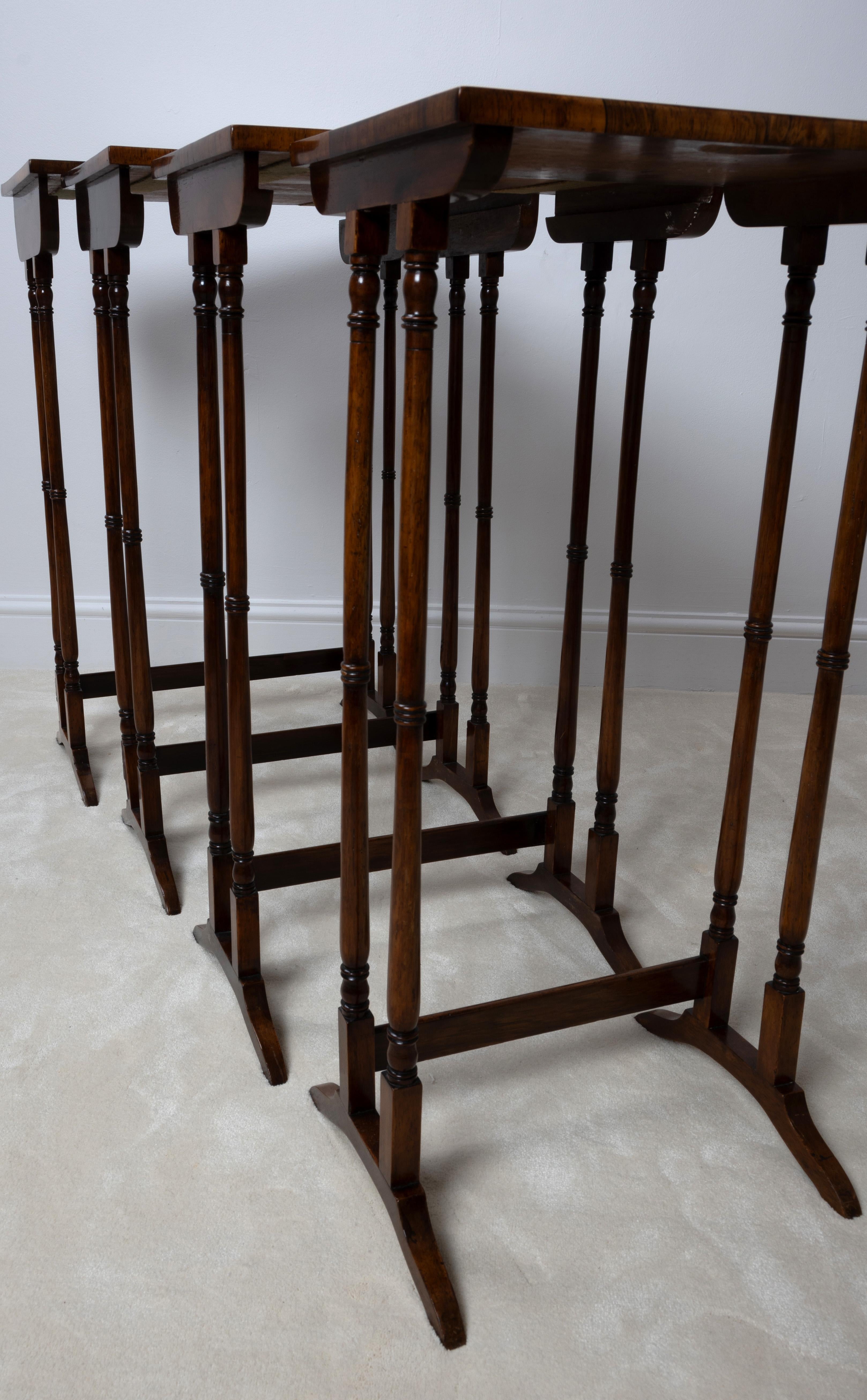 Antique English Regency Revival Rosewood Quartetto Of Nesting Table C.1820 For Sale 5