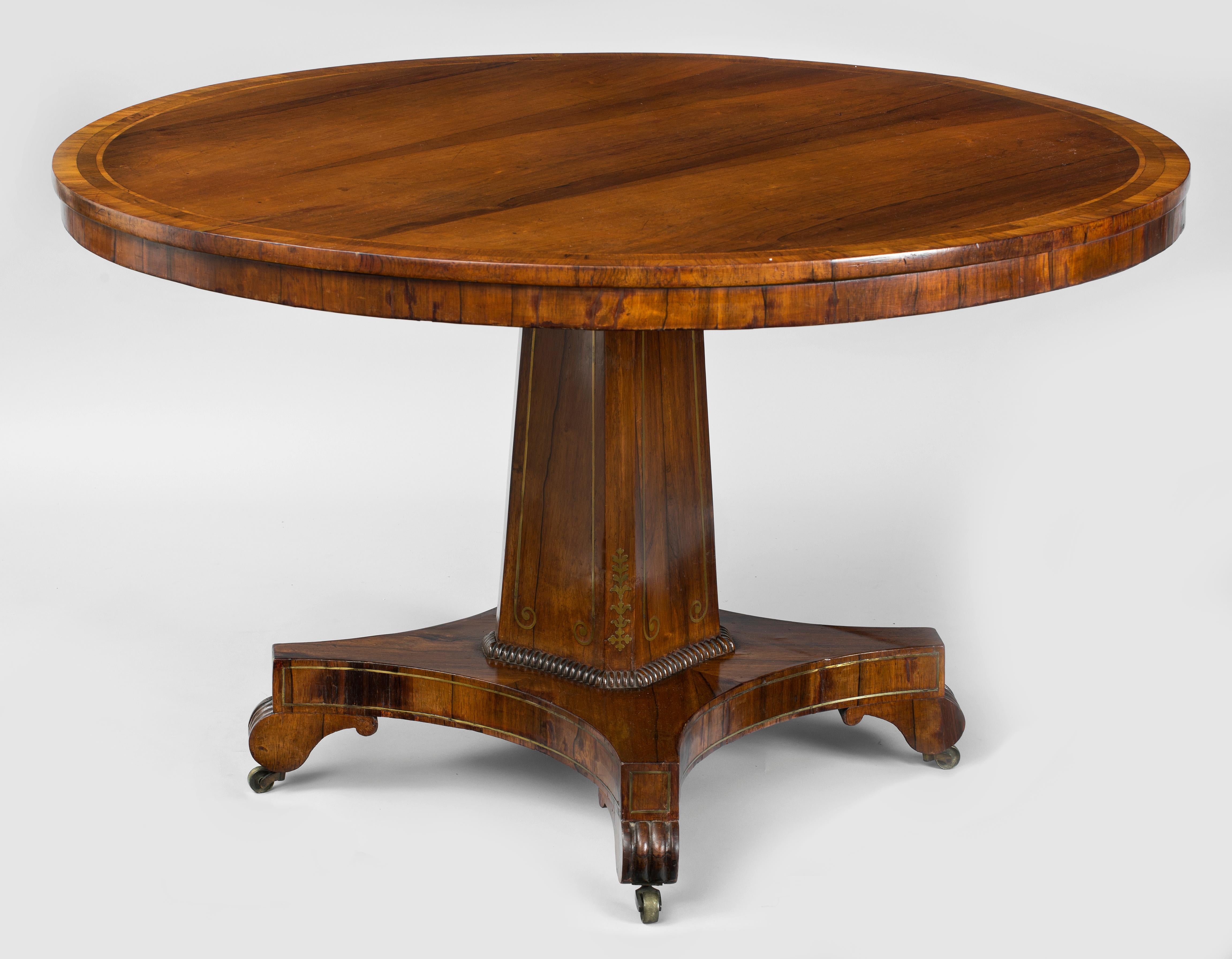 British Antique English Regency Rosewood Centre Table For Sale