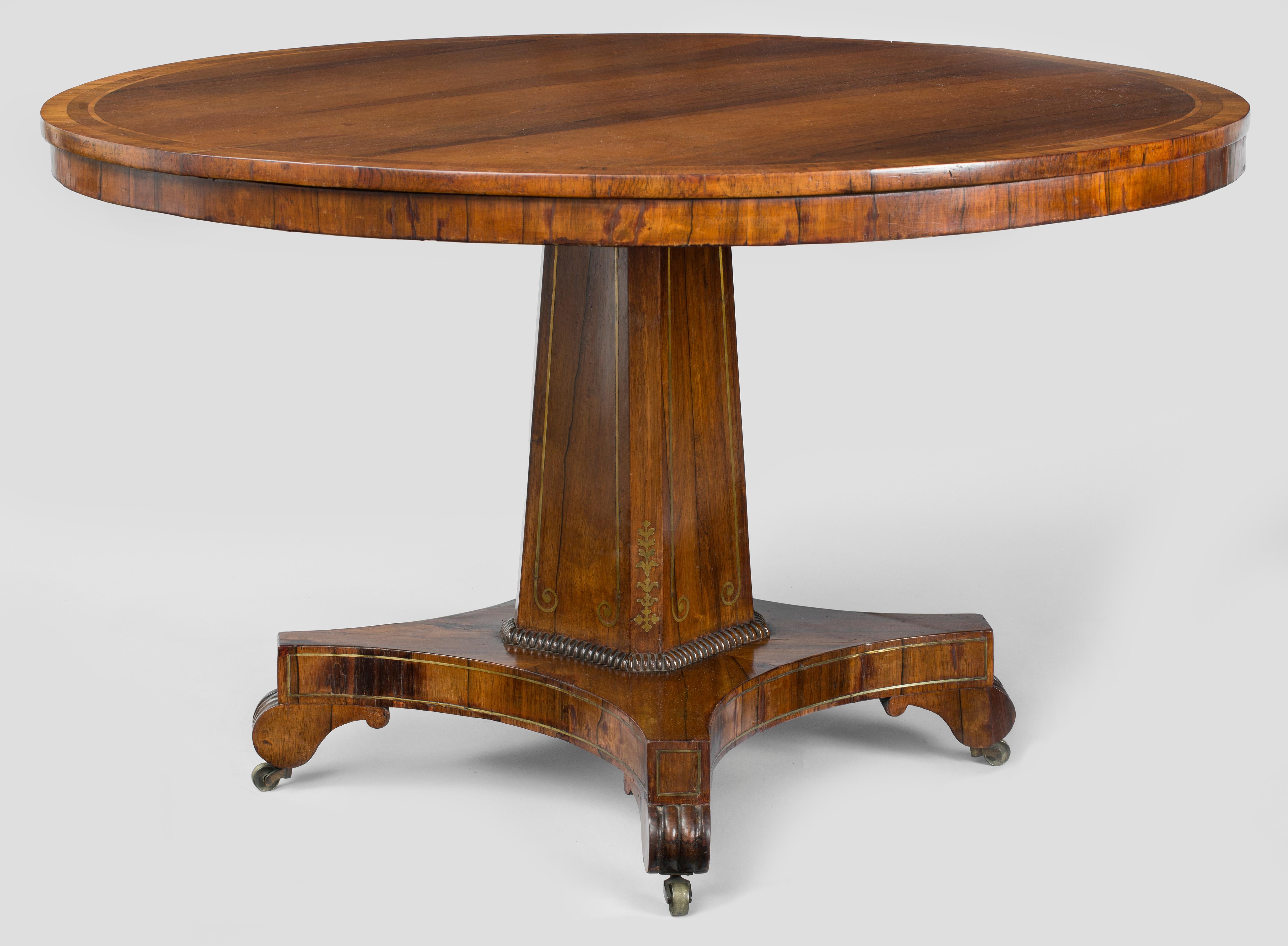 Inlay Antique English Regency Rosewood Centre Table For Sale