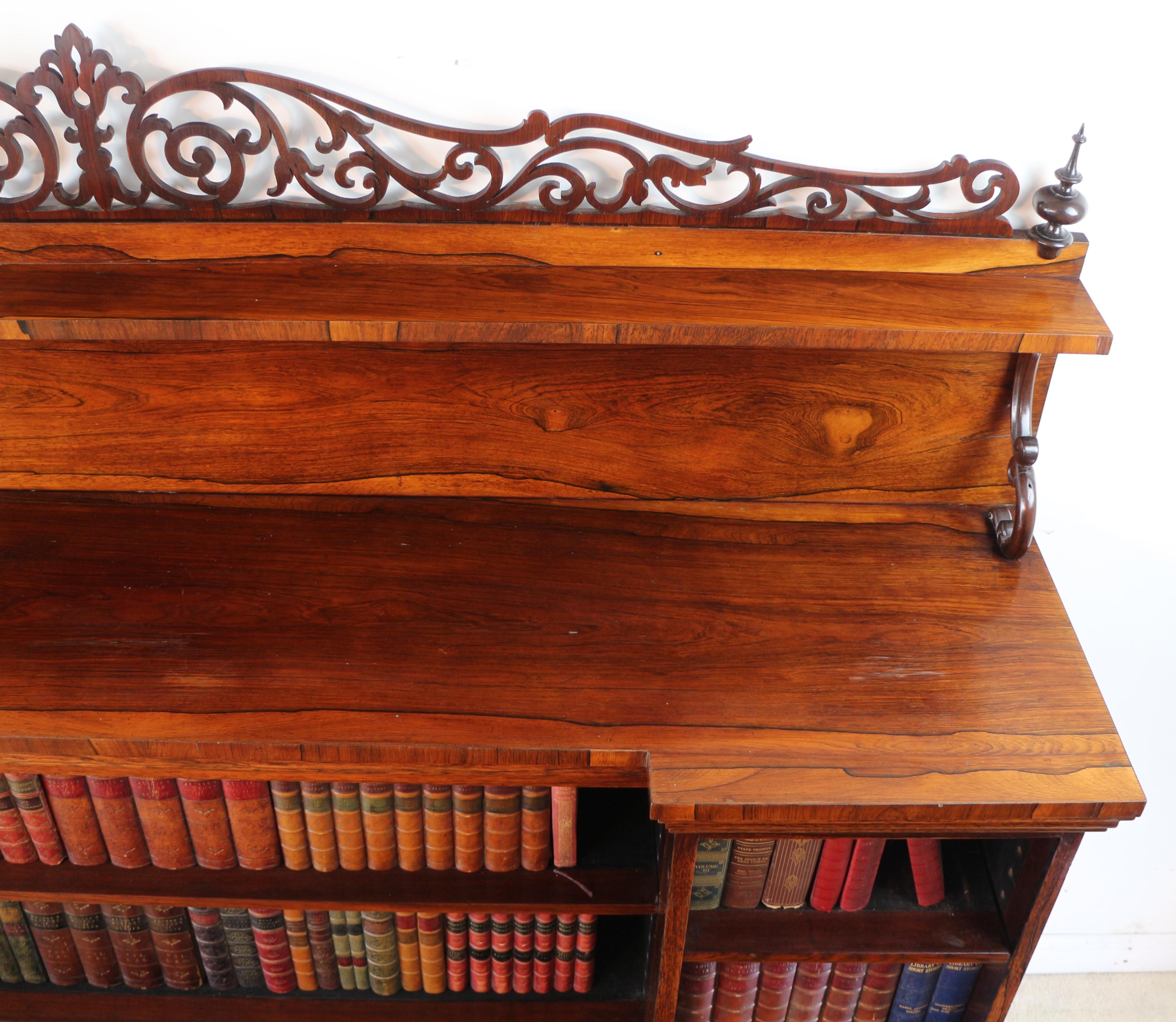 Antique English Regency Indian Rosewood Inverted Breakfront Bookcase For Sale 2