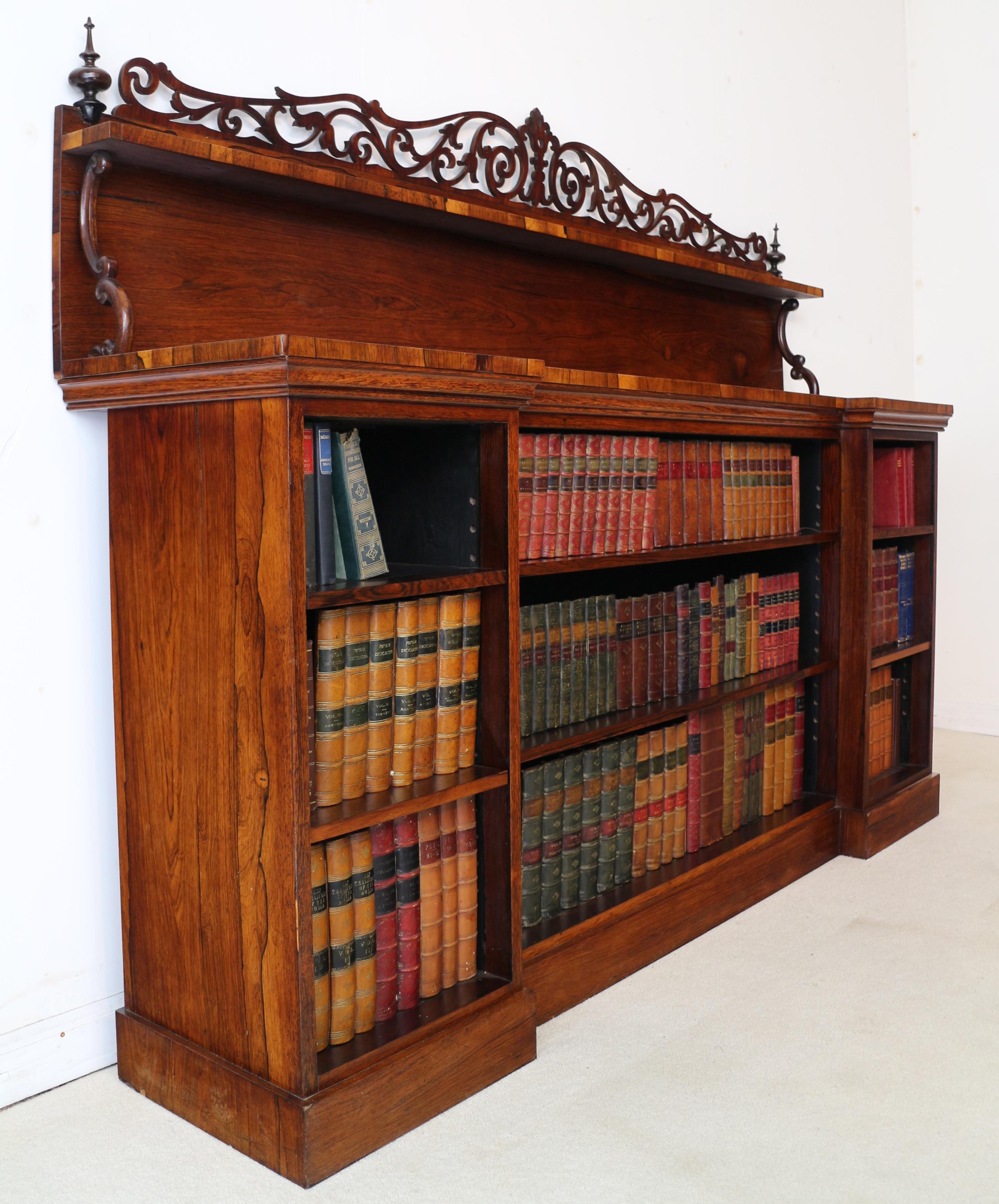 Antique English Regency Indian Rosewood Inverted Breakfront Bookcase For Sale 9