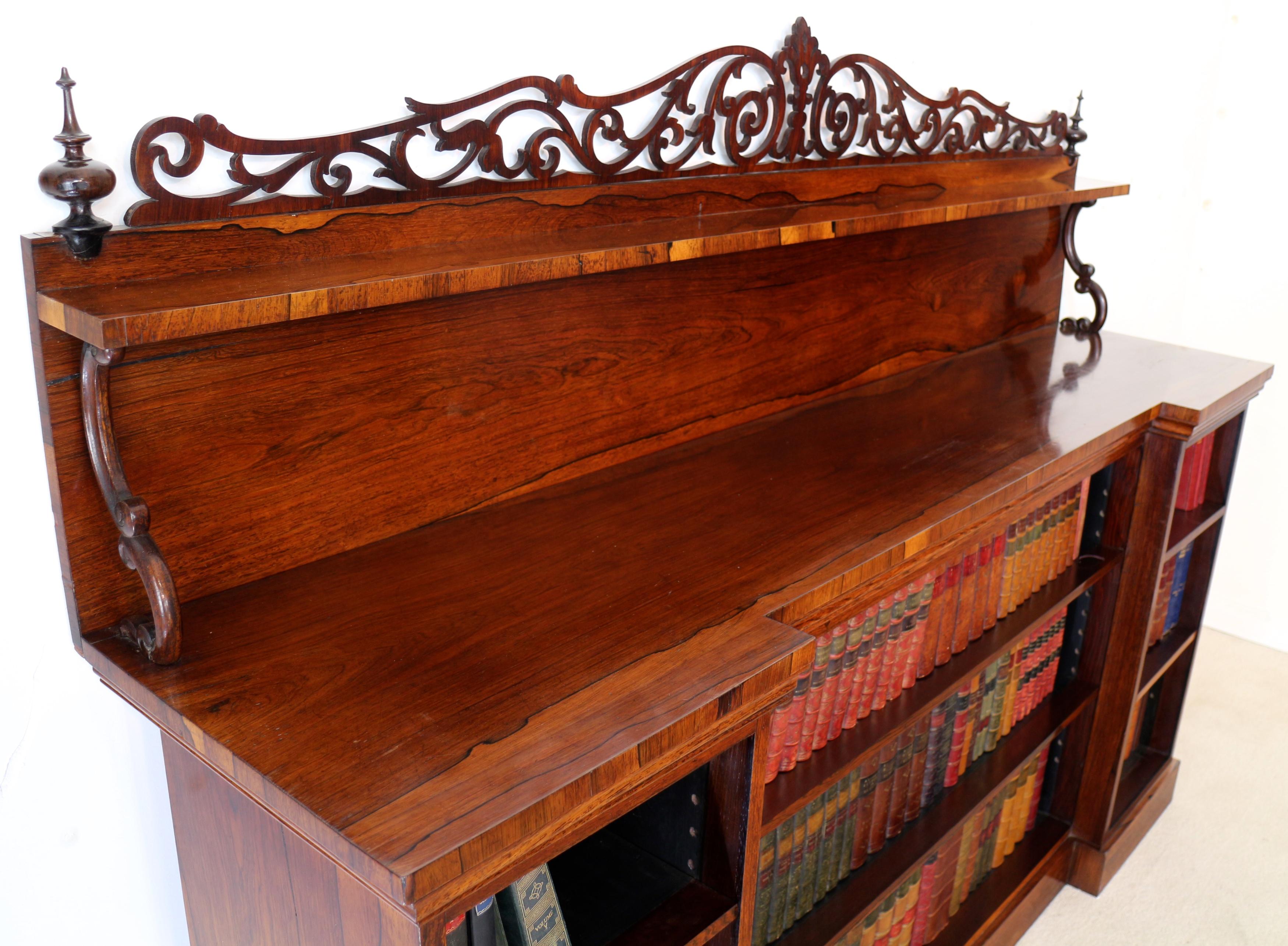 Early 19th Century Antique English Regency Indian Rosewood Inverted Breakfront Bookcase For Sale