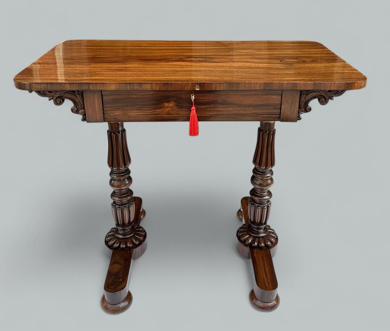 Poli Antique English Regency Rosewood Lady's Writing Desk Occasional Side Table 19Ct en vente