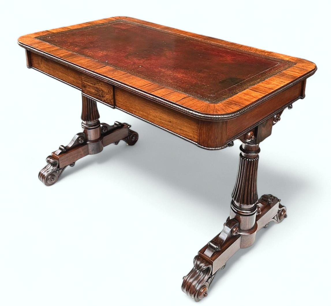 British Antique English Regency Rosewood Library Table Writing Desk Gillows Lancaster For Sale