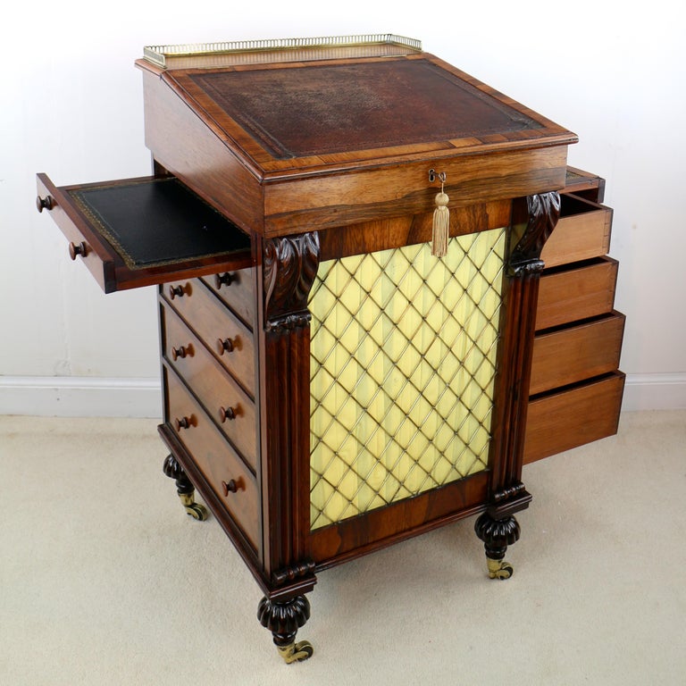 Antique English Regency Rosewood Slide Top Davenport Desk at 1stDibs