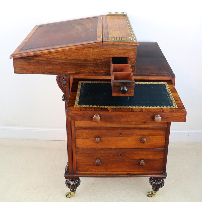 Antique English Regency Rosewood Slide Top Davenport Desk at 1stDibs
