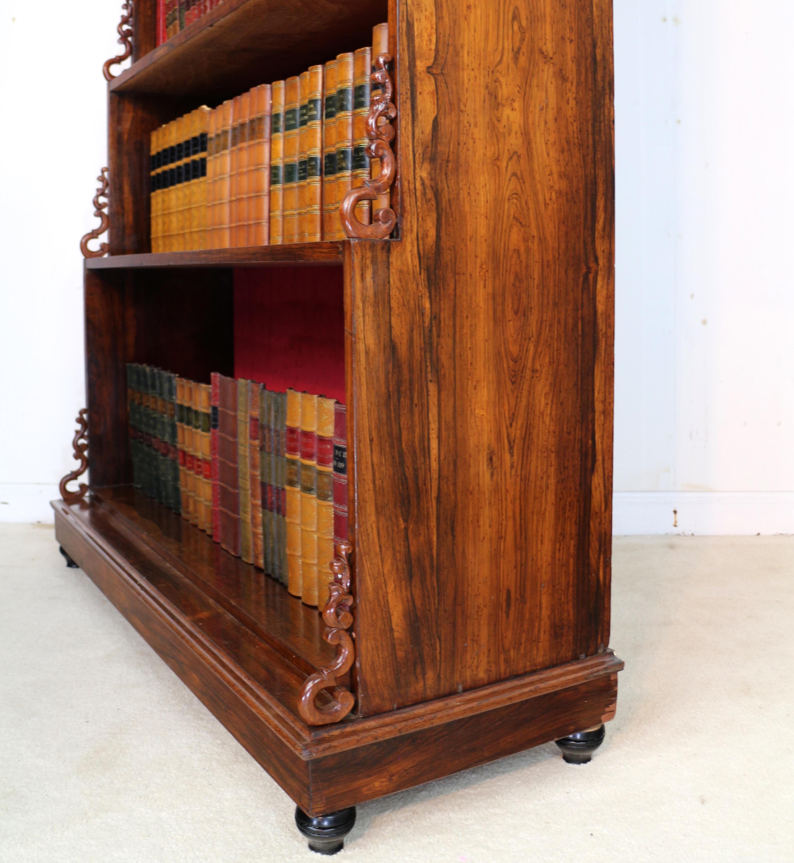Antique English Regency Rosewood Waterfall Bookcase 4