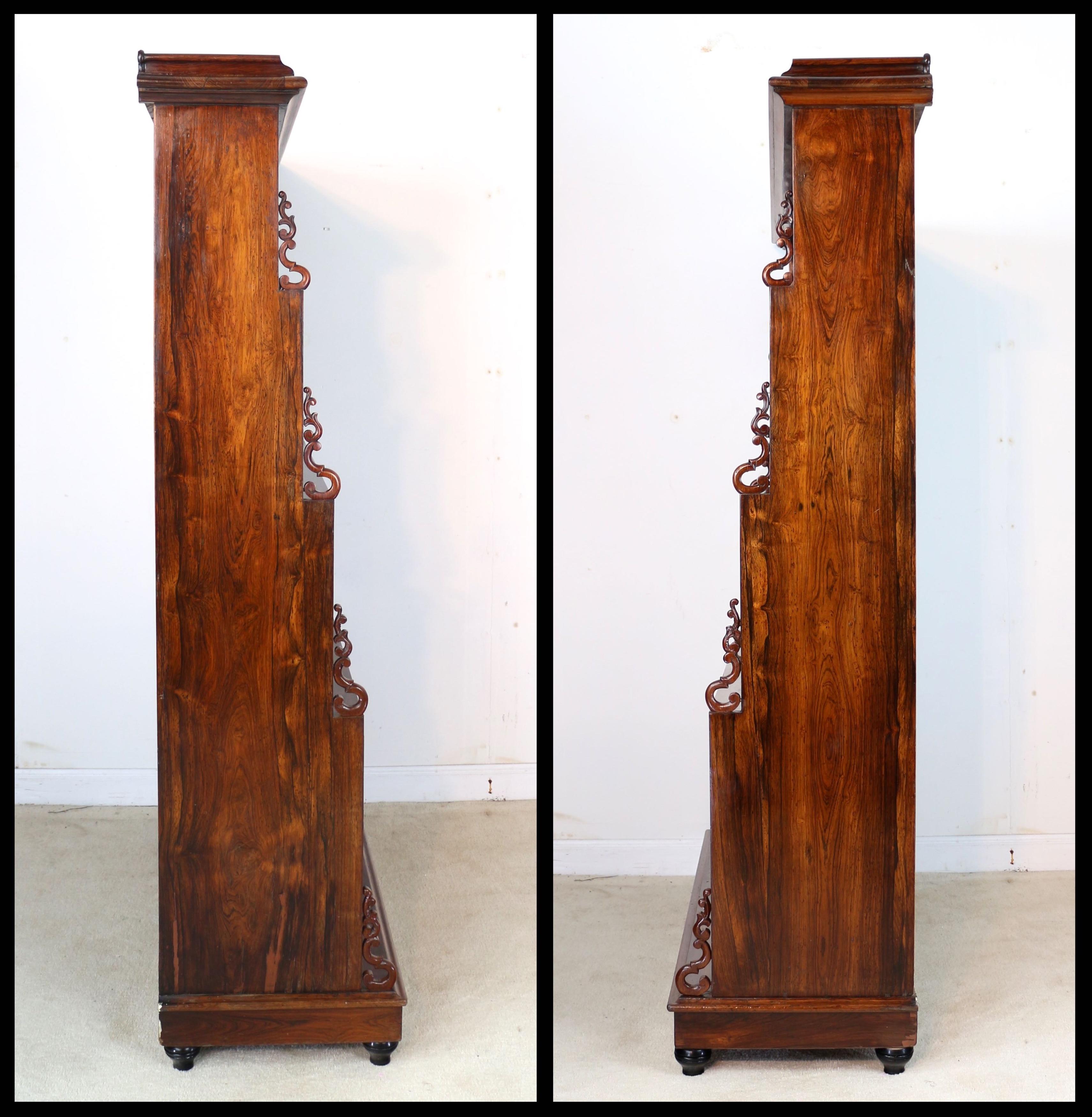 Antique English Regency Rosewood Waterfall Bookcase 6