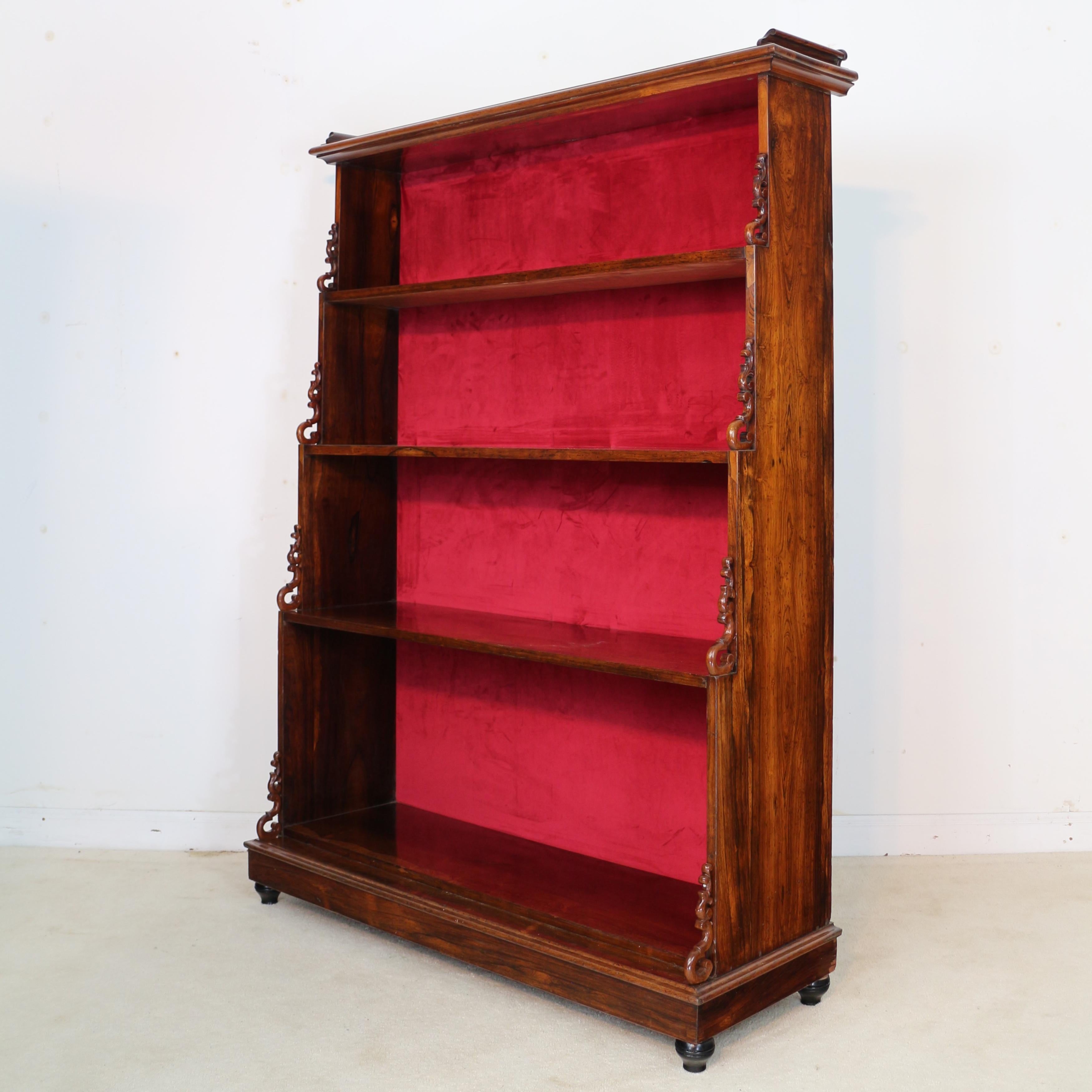 Antique English Regency Rosewood Waterfall Bookcase 11