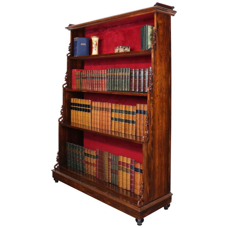 Antique English Regency Rosewood Waterfall Bookcase at 1stDibs